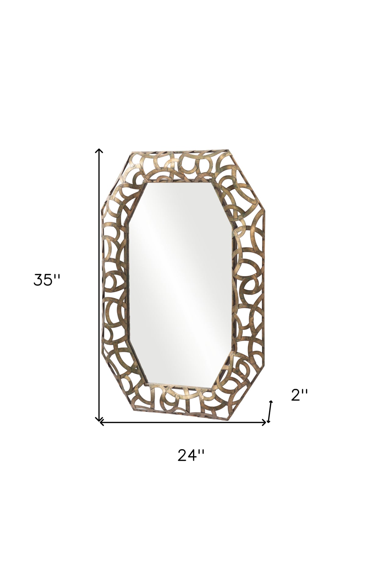 35" Bronze Octagonal Steel Framed Accent Mirror