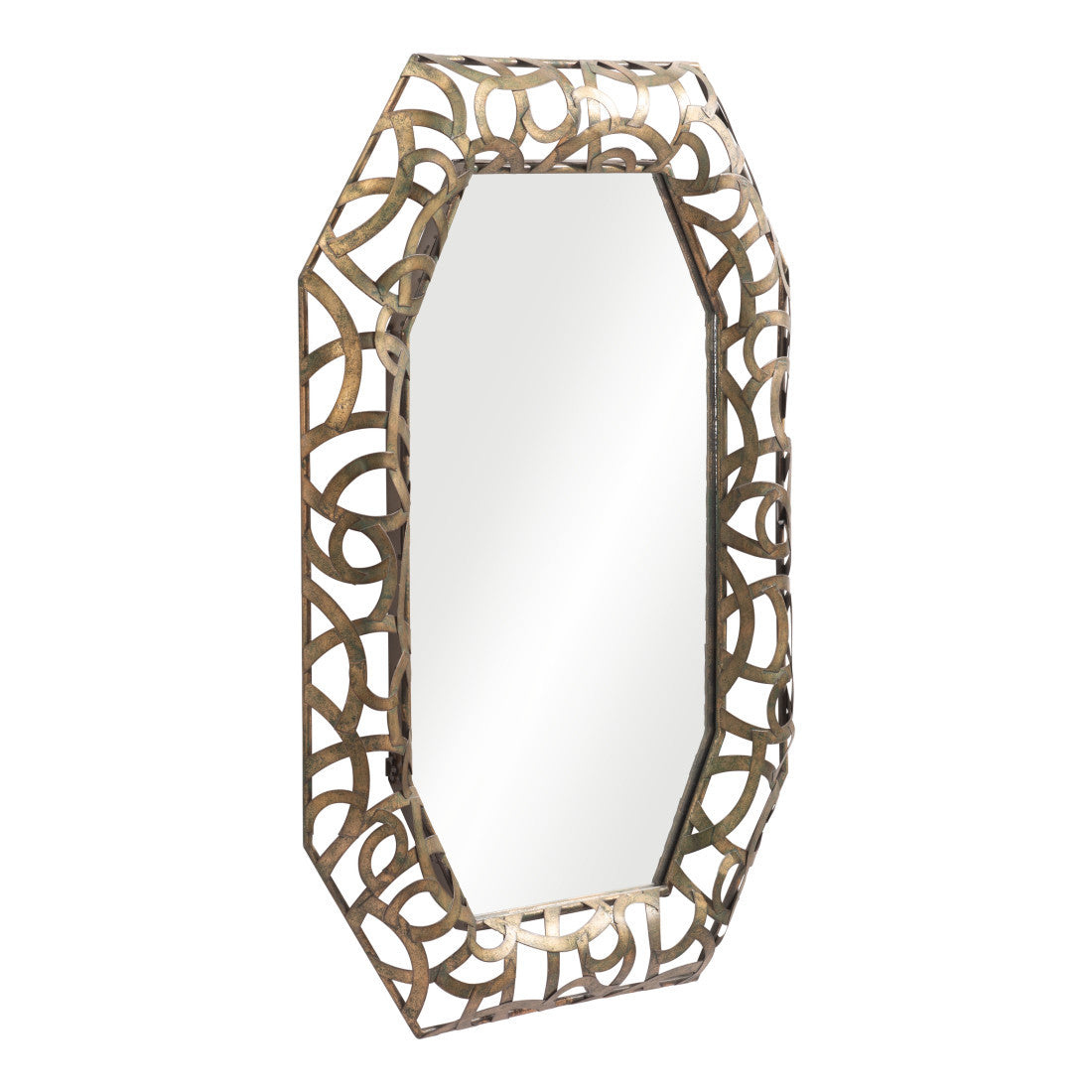 35" Bronze Octagonal Steel Framed Accent Mirror