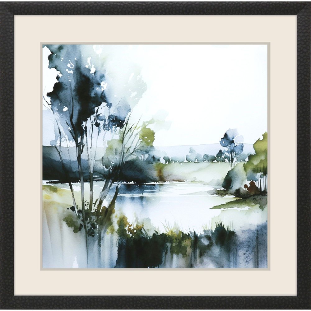 Wanderlust Calling Modern Landscape Black Framed Wall Art