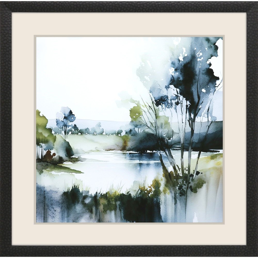 Wanderlust Calling Modern Landscape Black Framed Wall Art