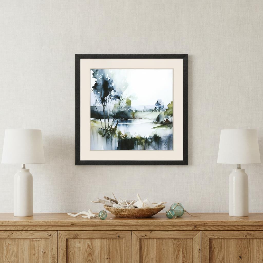 Wanderlust Calling Modern Landscape Black Framed Wall Art