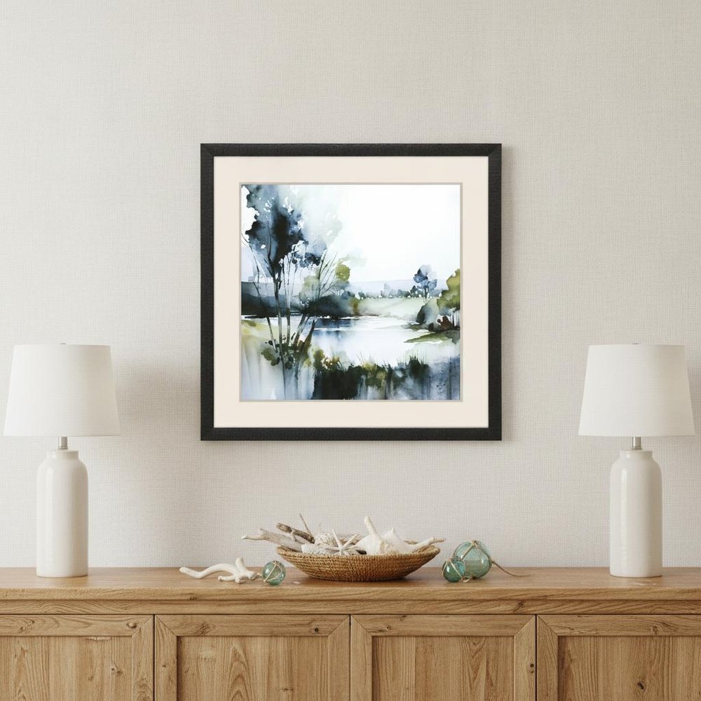 Wanderlust Calling Modern Landscape Black Framed Wall Art