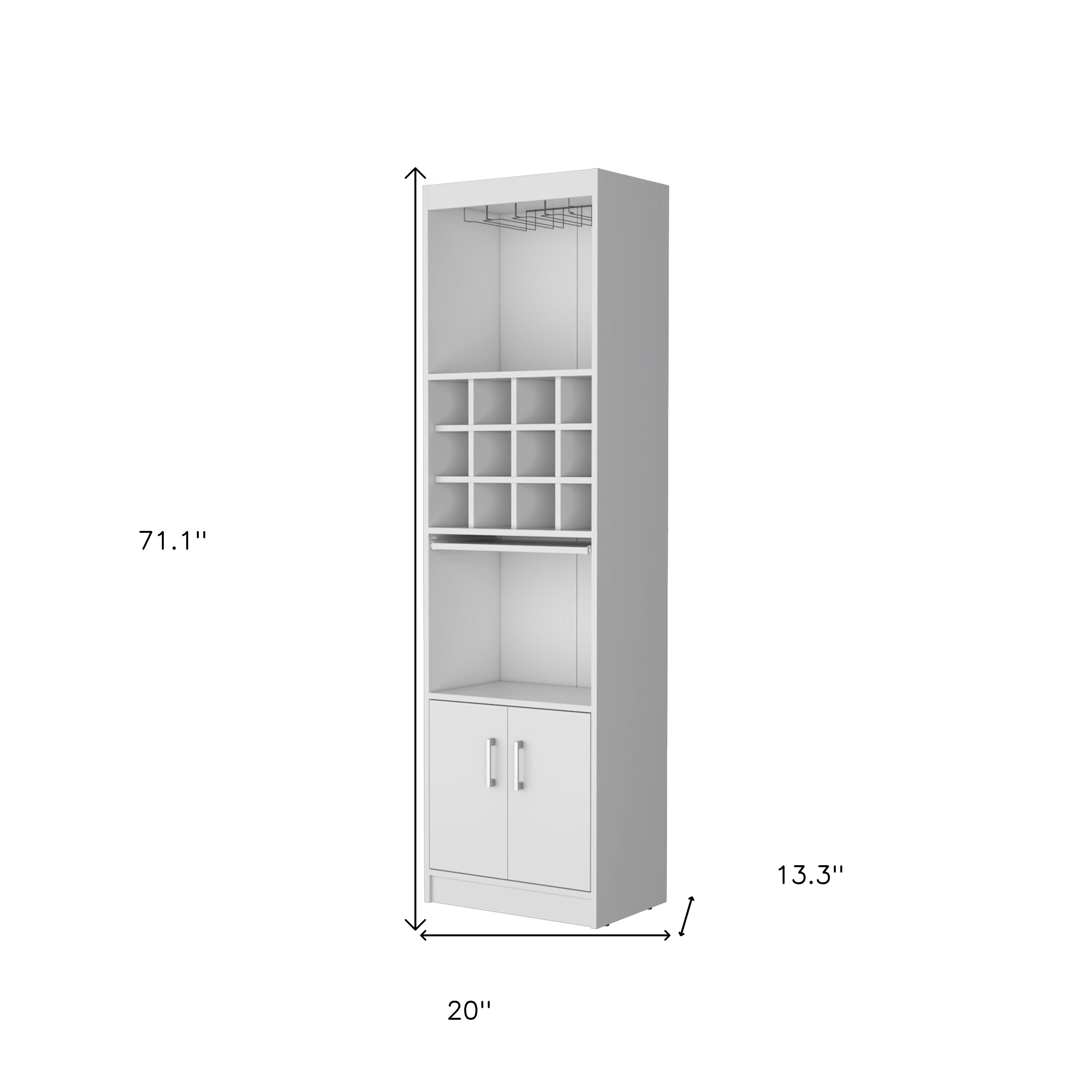 71" White Wood Bar Cabinet With Two Doors