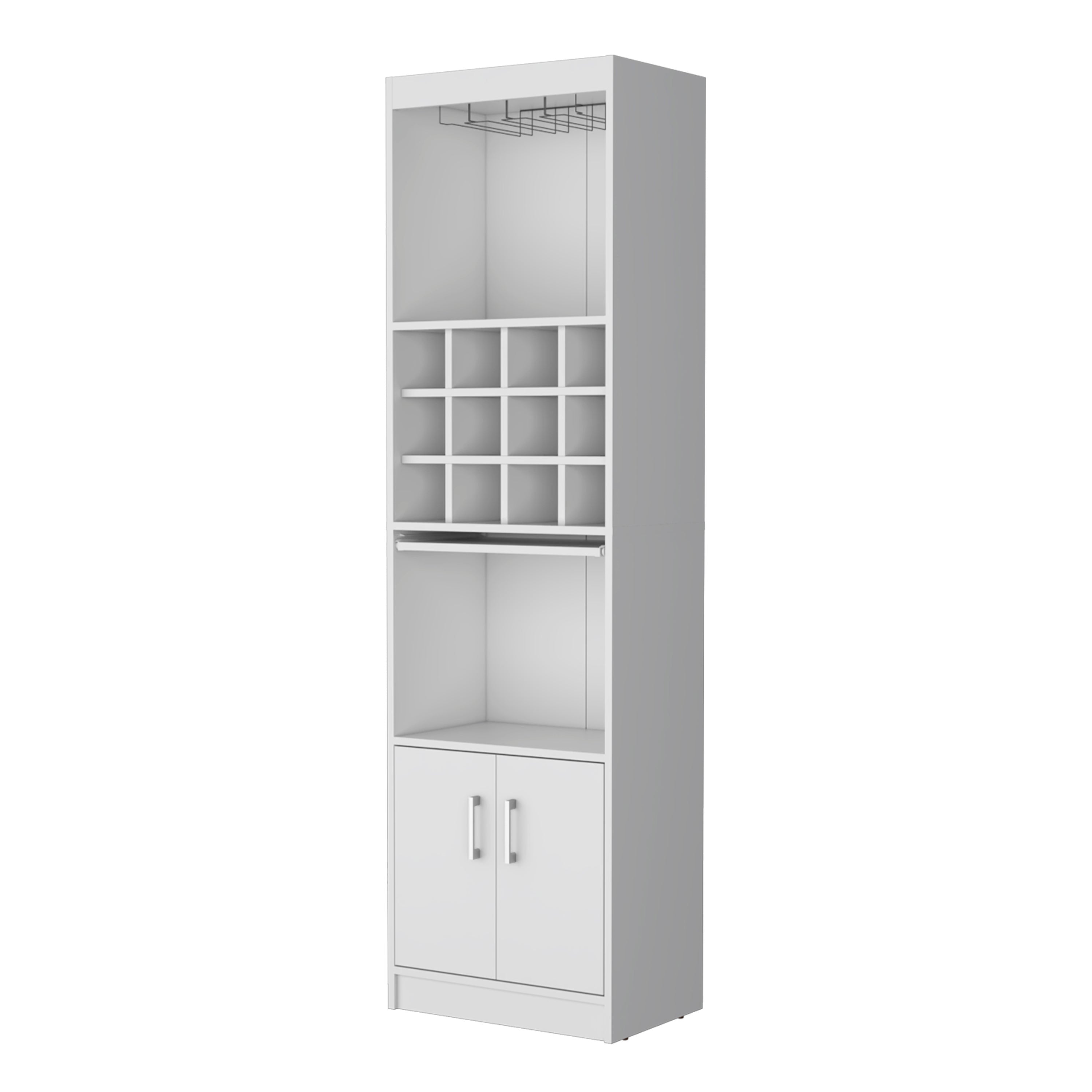 71" White Wood Bar Cabinet With Two Doors