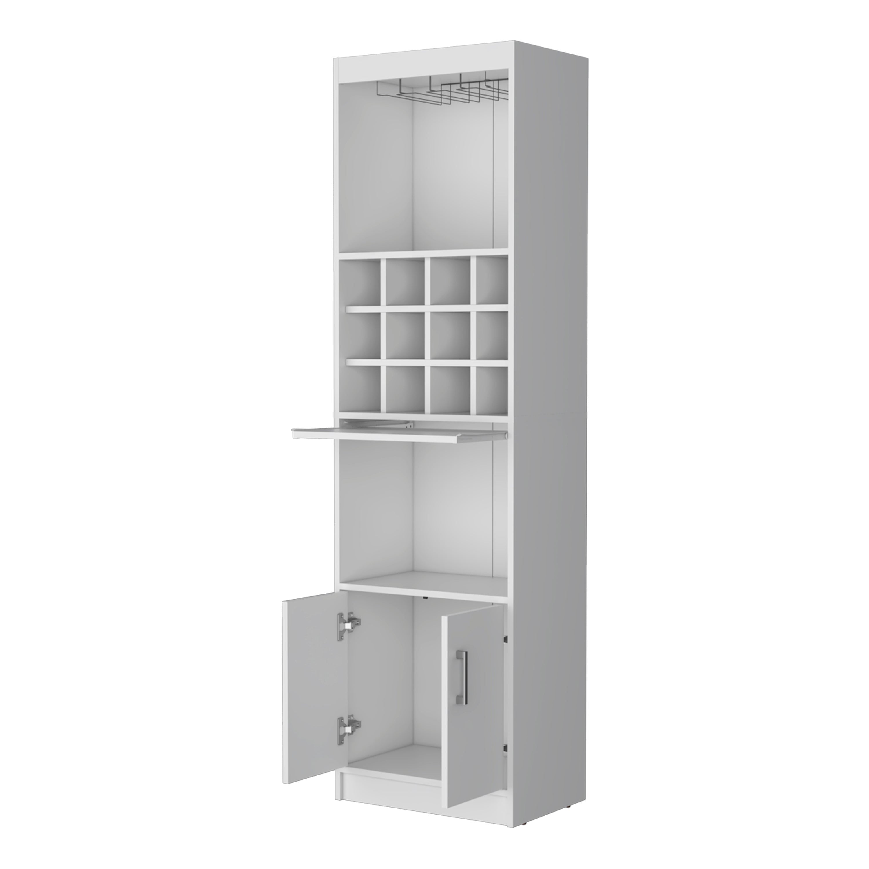71" White Wood Bar Cabinet With Two Doors