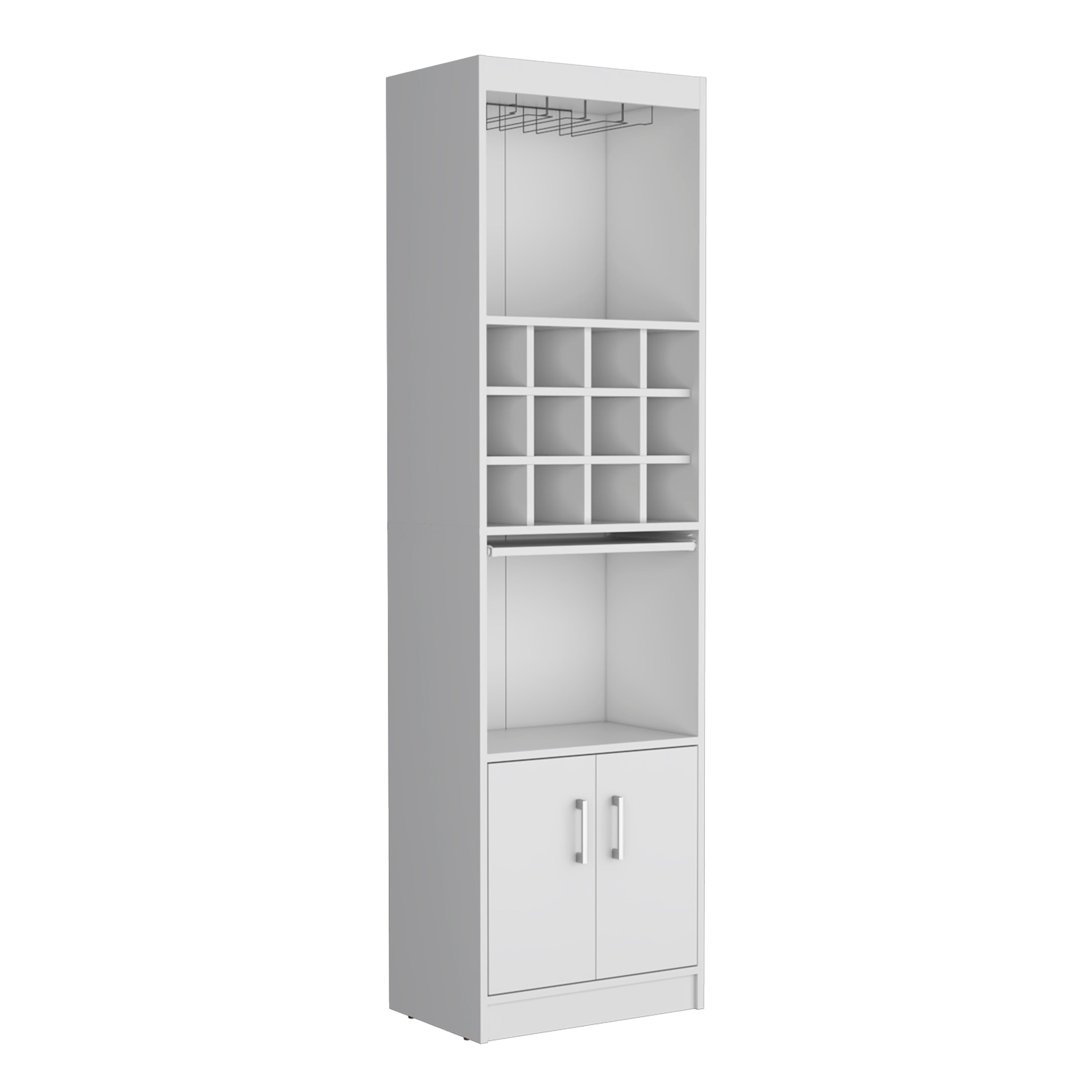 71" White Wood Bar Cabinet With Two Doors