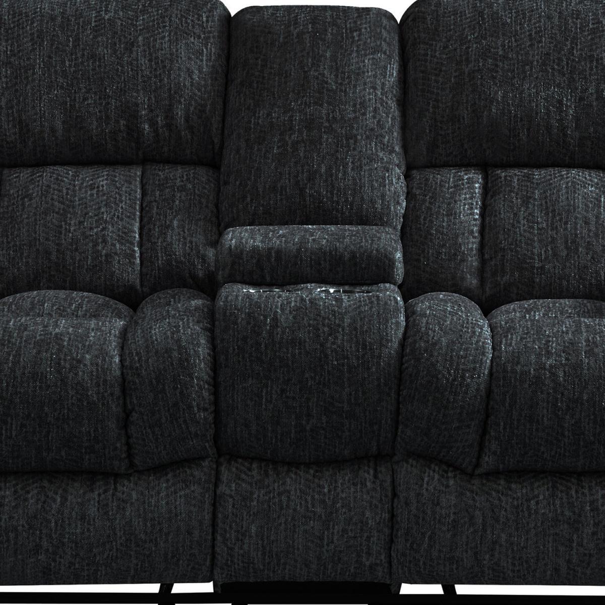 77" Black Manual Reclining Loveseat With Storage