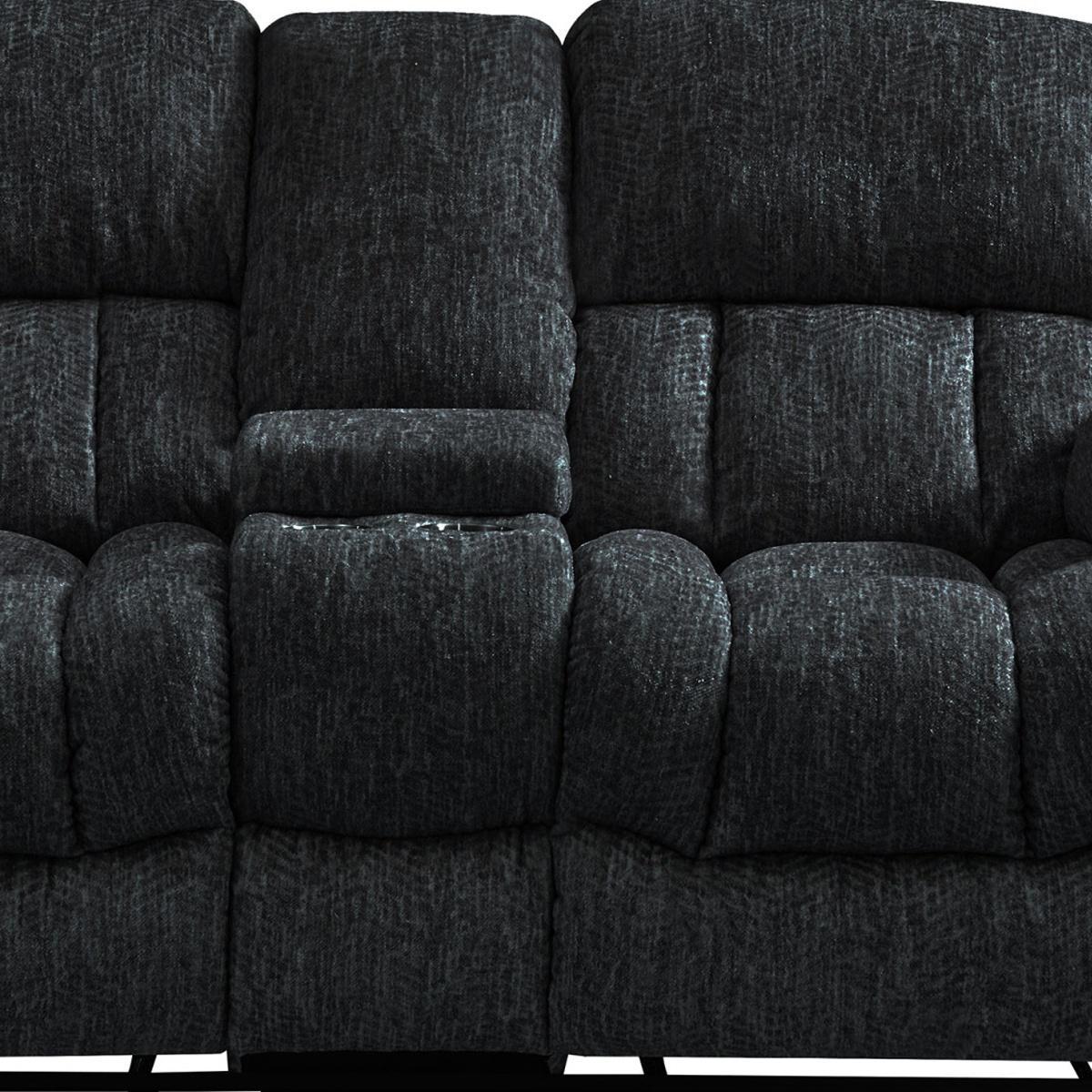 77" Black Manual Reclining Loveseat With Storage