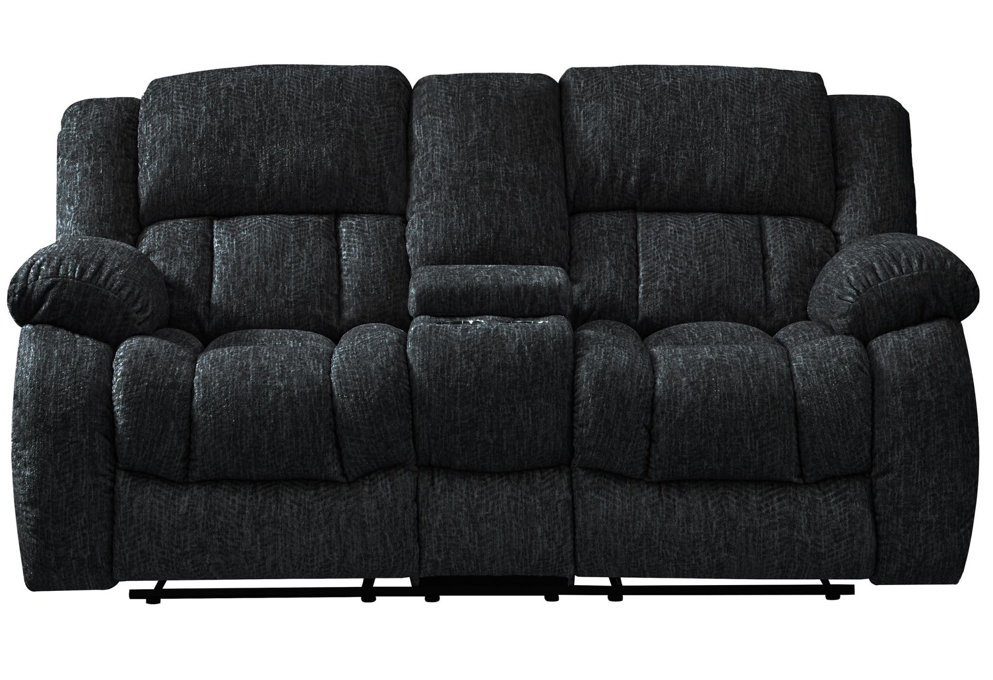 77" Black Manual Reclining Loveseat With Storage