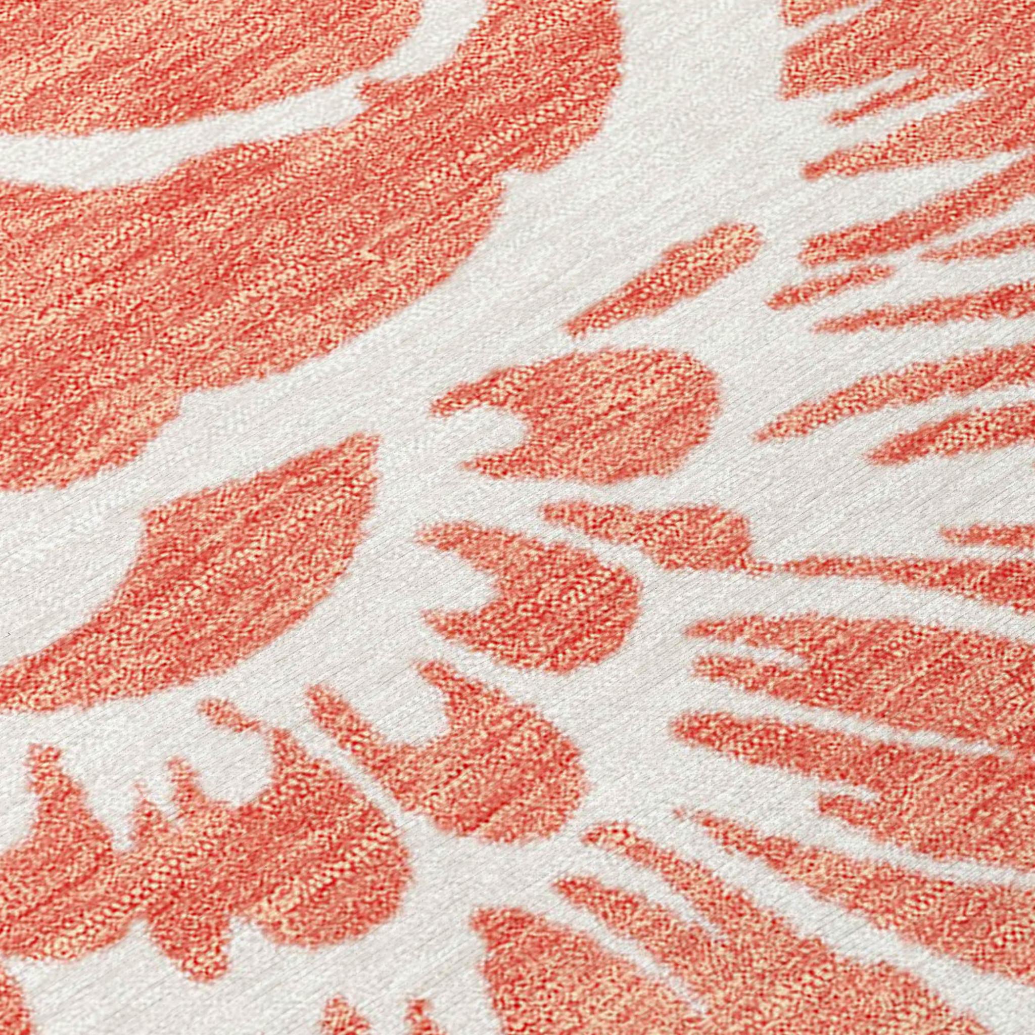 8' X 10' Salmon and Ivory Floral Washable Non Skid Indoor Outdoor Area Rug