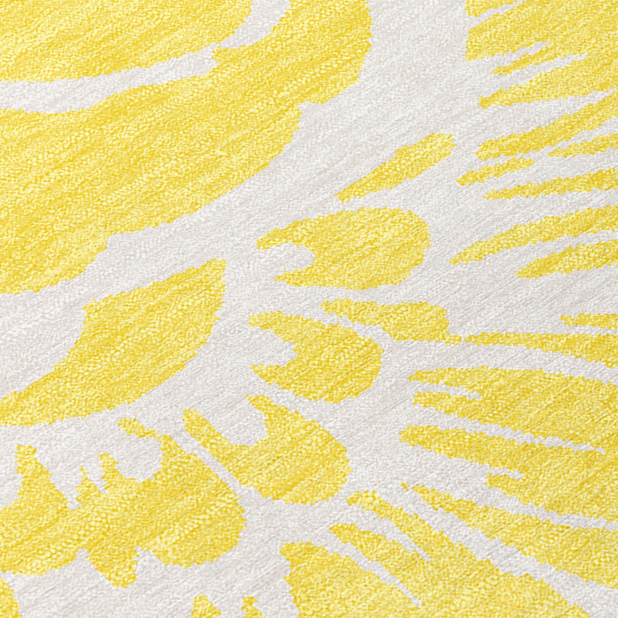 3' X 5' Yellow and Ivory Floral Washable Non Skid Indoor Outdoor Area Rug