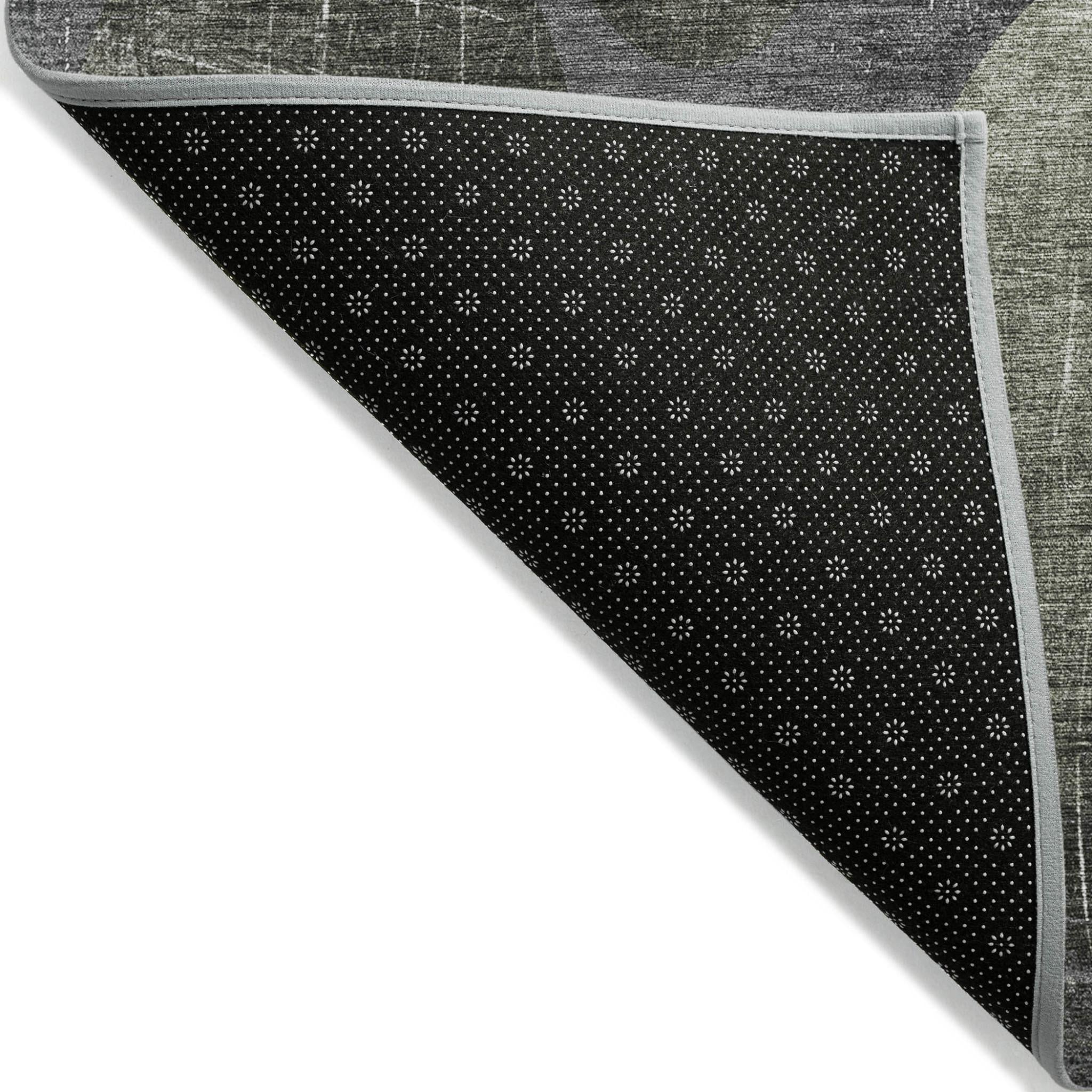 9' X 12' Green And Gray Abstract Washable Indoor Outdoor Area Rug