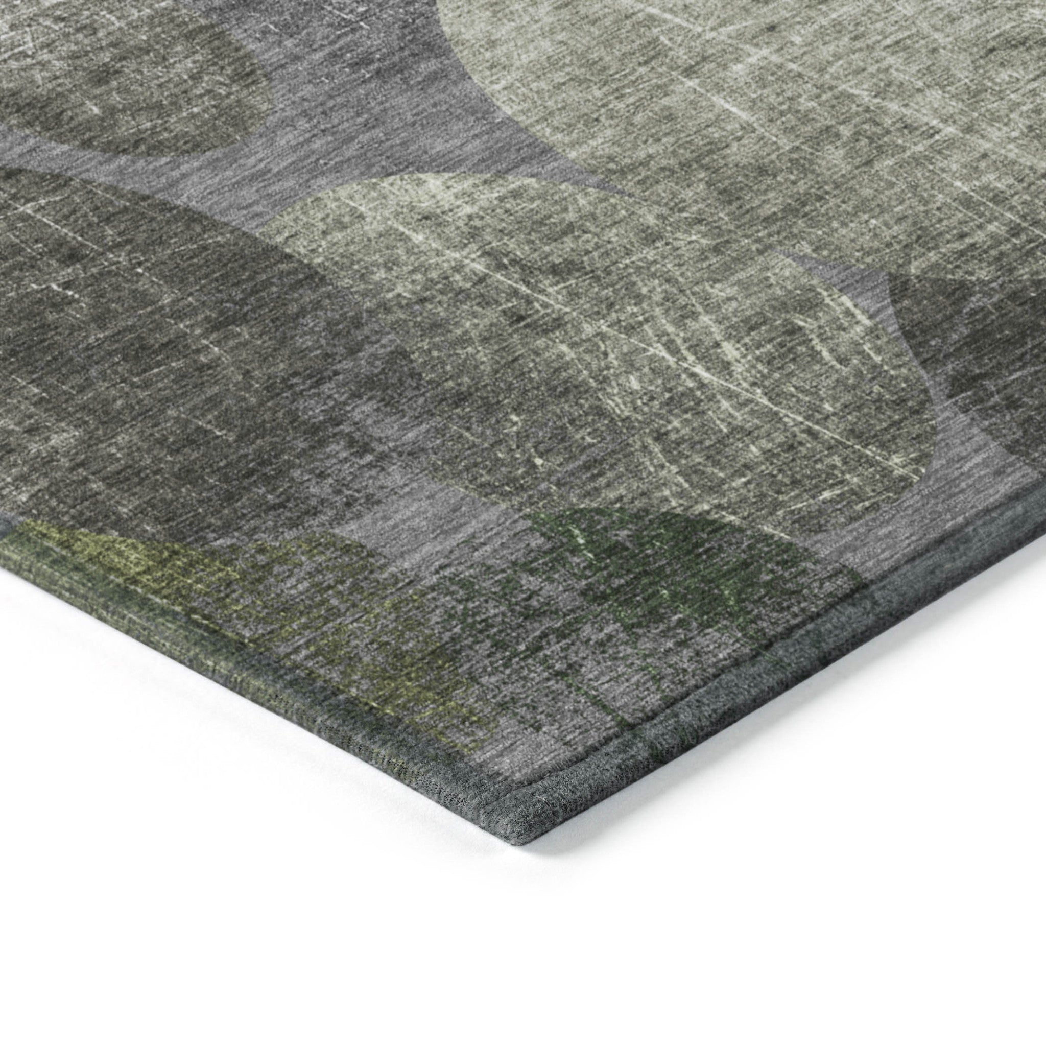 9' X 12' Green And Gray Abstract Washable Indoor Outdoor Area Rug
