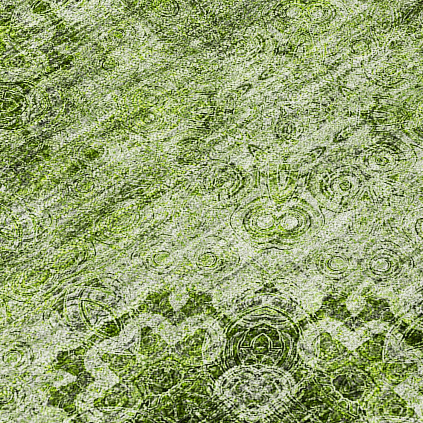 8' X 10' Olive Green Floral Medallion Washable Non Skid Indoor Outdoor Area Rug