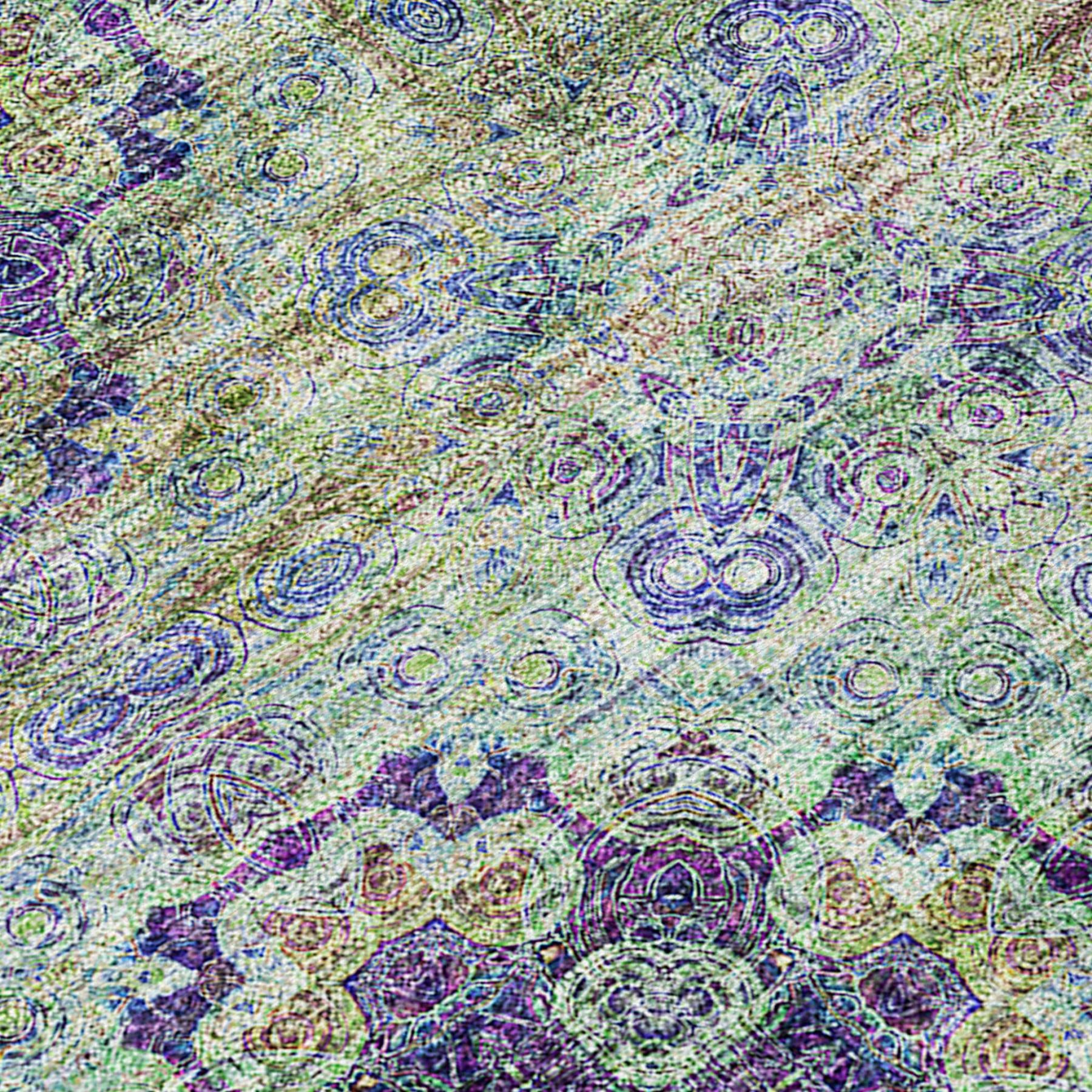 2' X 3' Purple and Green Floral Medallion Washable Non Skid Indoor Outdoor Area Rug