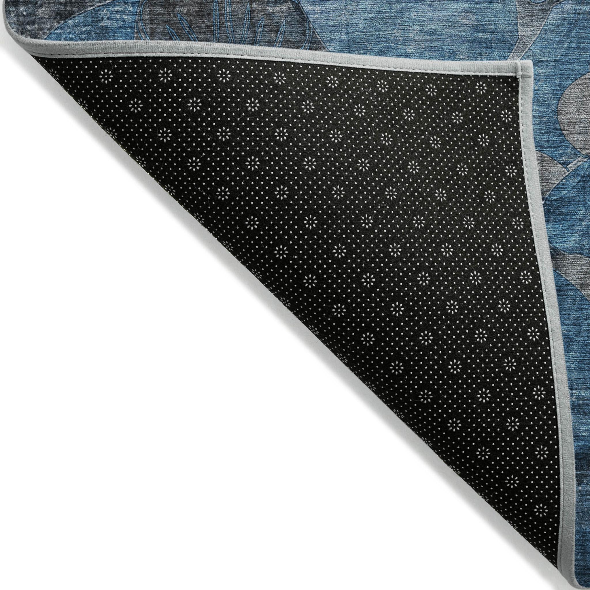 8' X 10' Blue and Gray Abstract Washable Indoor Outdoor Area Rug