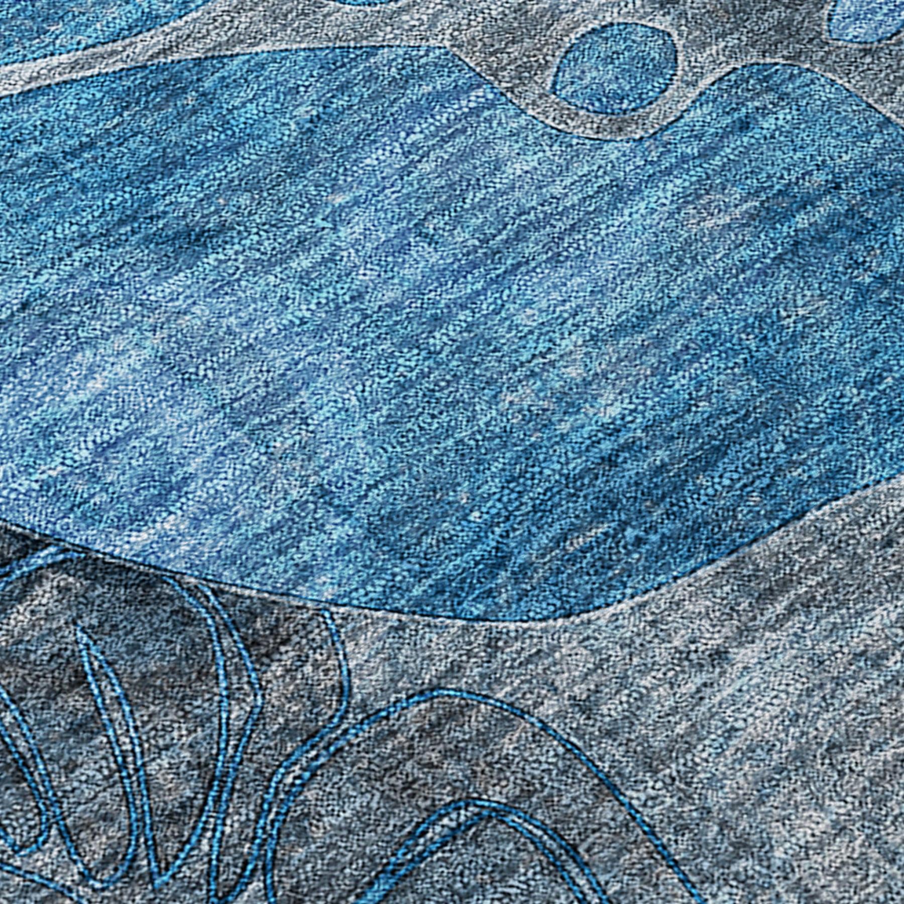 9' X 12' Blue and Gray Abstract Washable Indoor Outdoor Area Rug