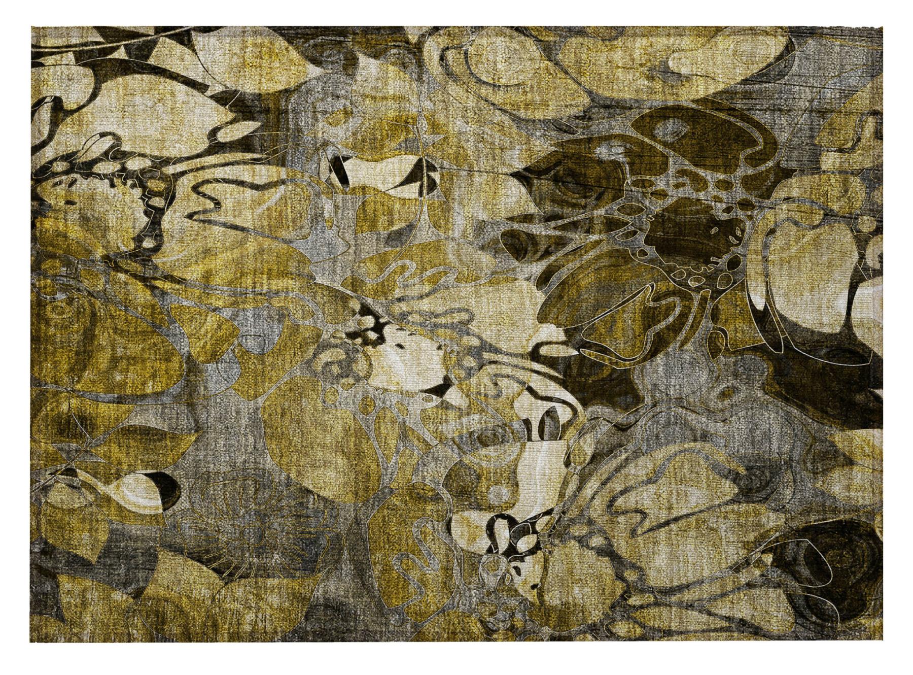 2' X 3' Green and Brown Abstract Washable Indoor Outdoor Area Rug