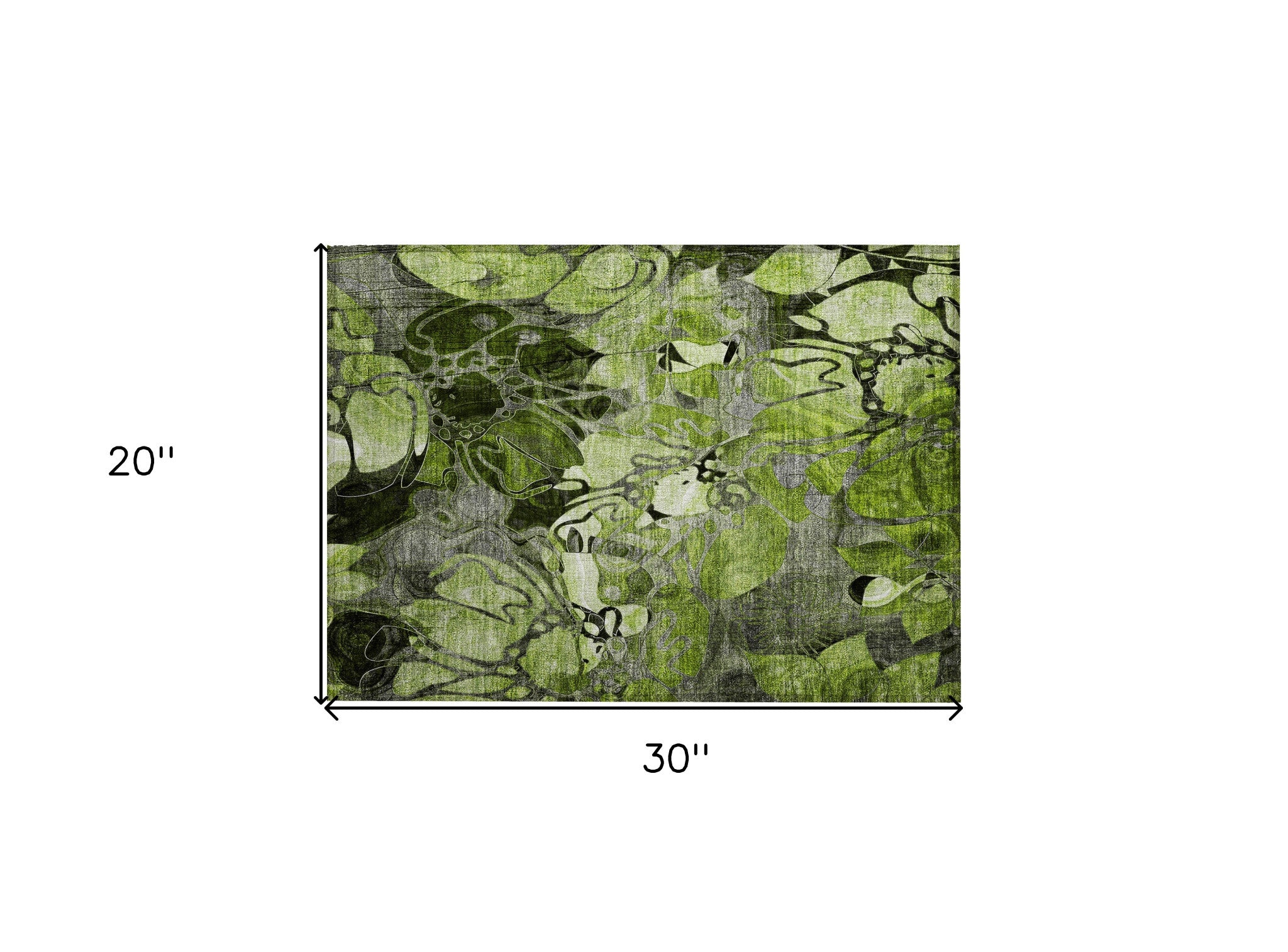 2' X 3' Fern Green and Gray Floral Washable Non Skid Indoor Outdoor Area Rug