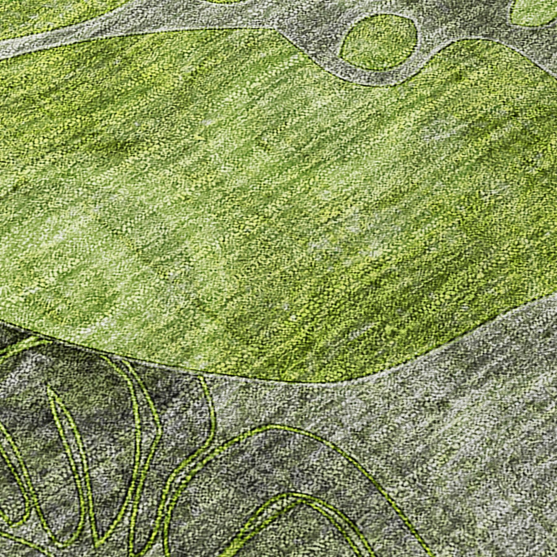 3' X 5' Fern Green and Gray Abstract Washable Indoor Outdoor Area Rug