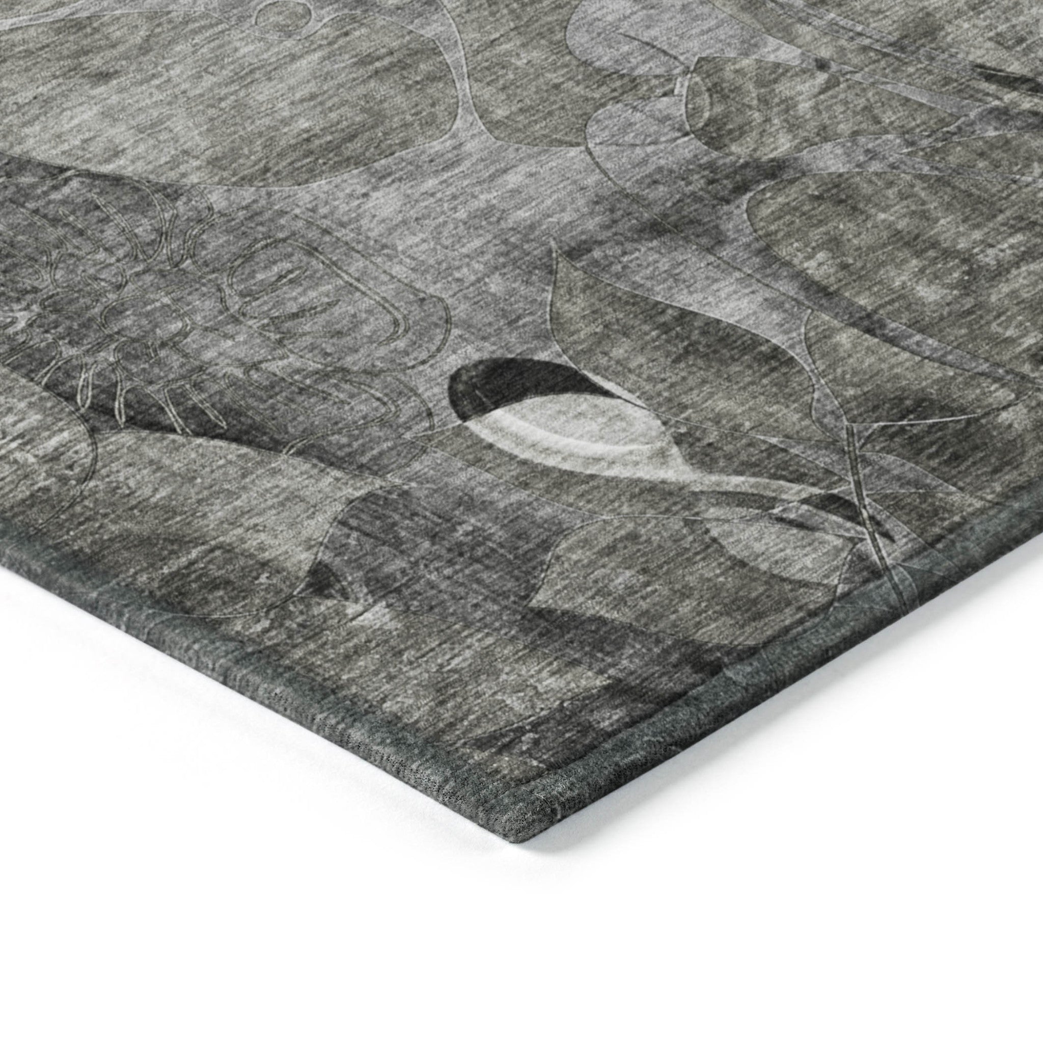 9' X 12' Gray Abstract Washable Indoor Outdoor Area Rug