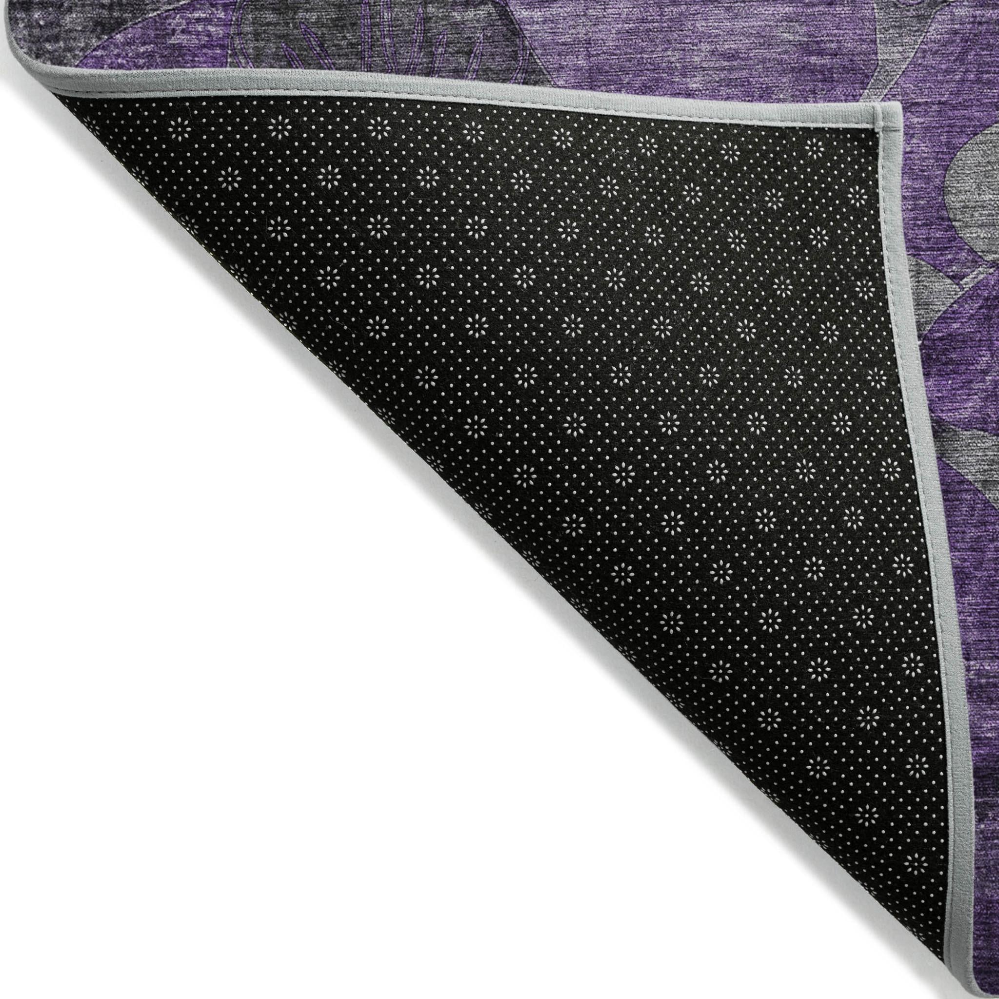 9' X 12' Purple Abstract Washable Indoor Outdoor Area Rug