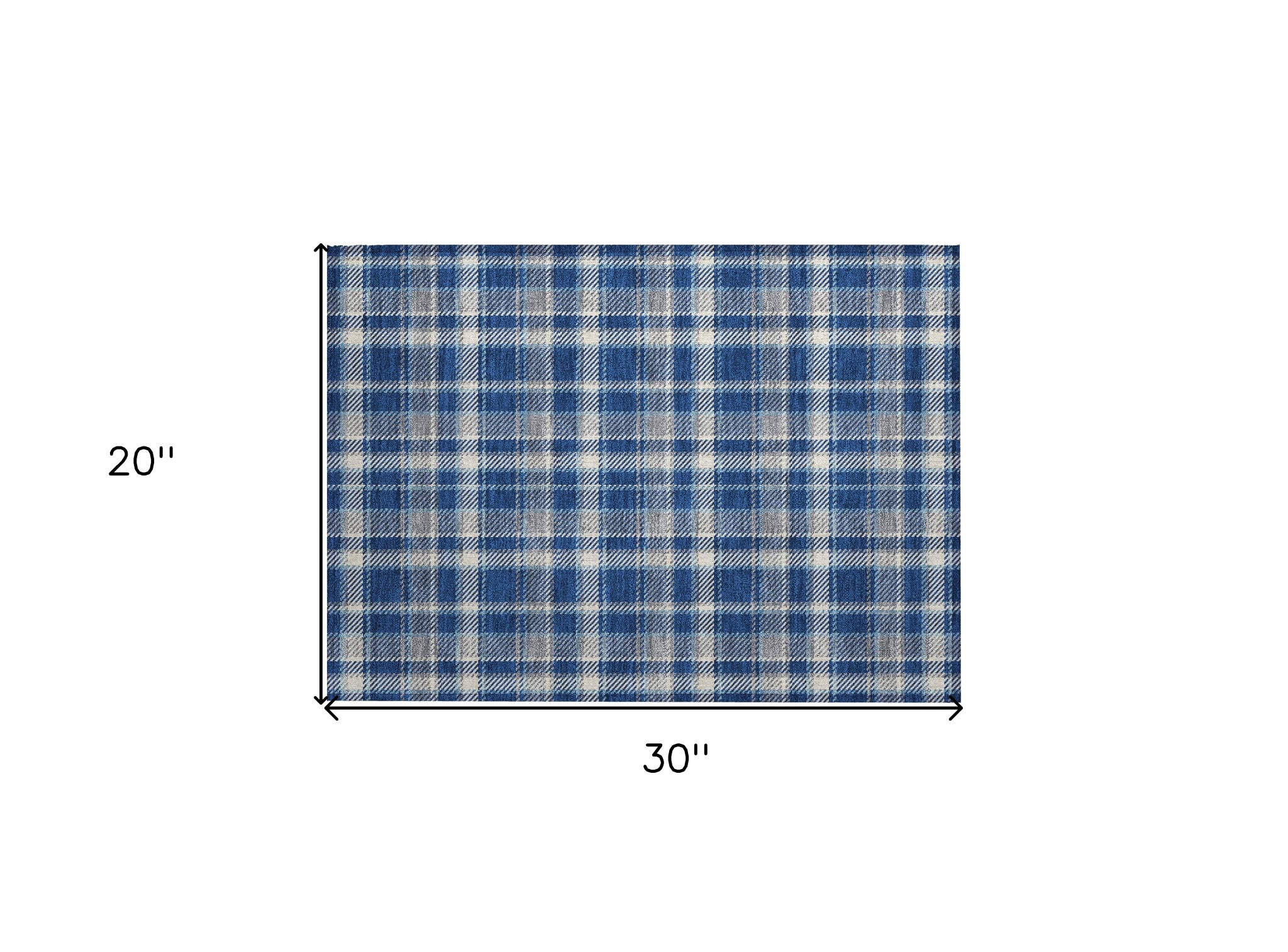 2' X 3' Navy and Ivory Plaid Washable Non Skid Indoor Outdoor Area Rug