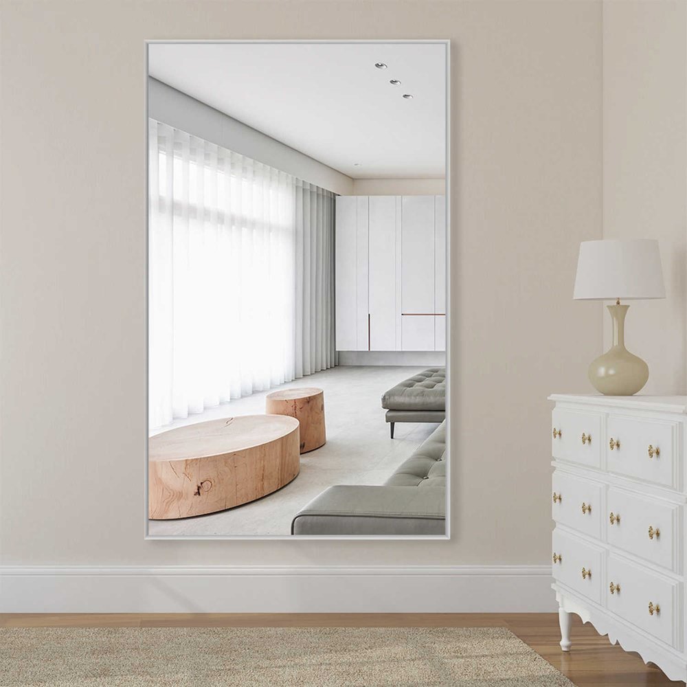 51" Silver Metal Leaning Framed Full Length Mirror
