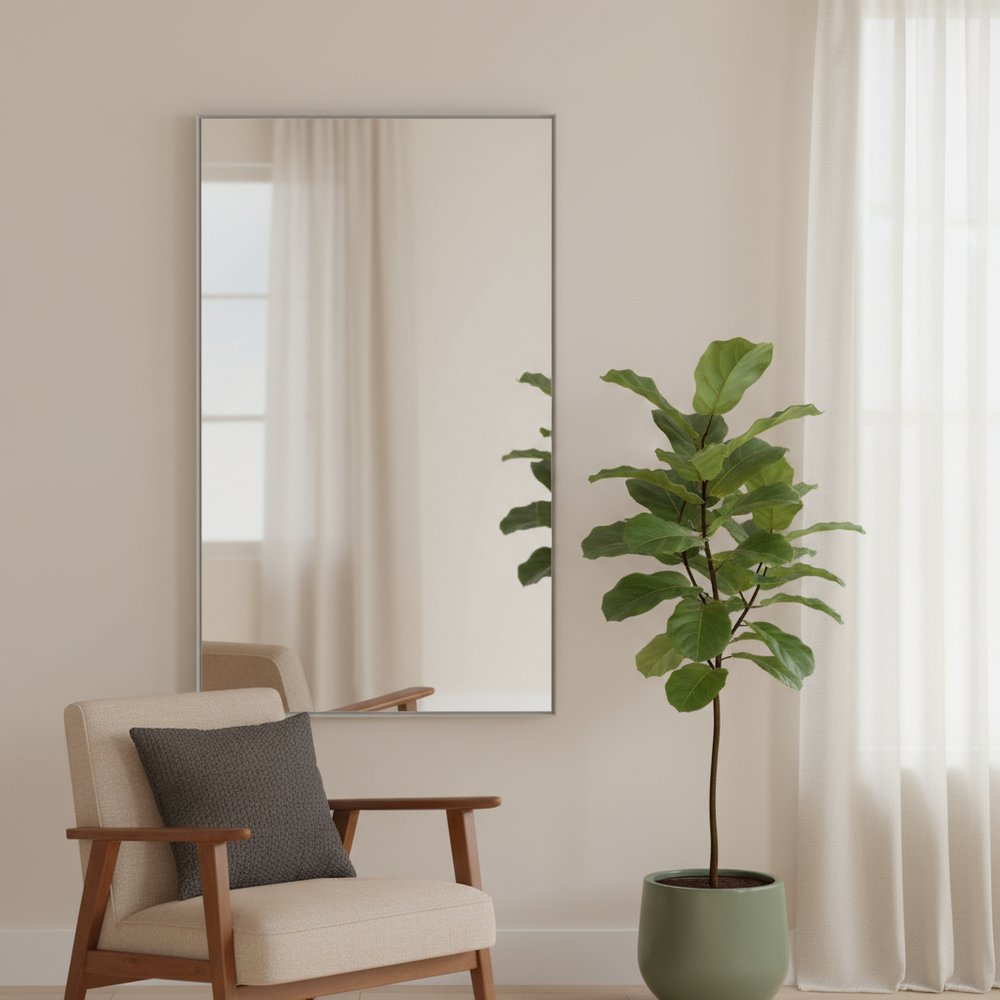 51" Silver Metal Leaning Framed Full Length Mirror