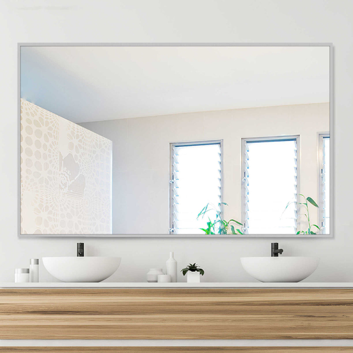 59" Silver Metal Leaning Framed Full Length Mirror
