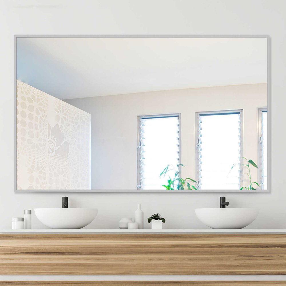 59" Silver Metal Leaning Framed Full Length Mirror