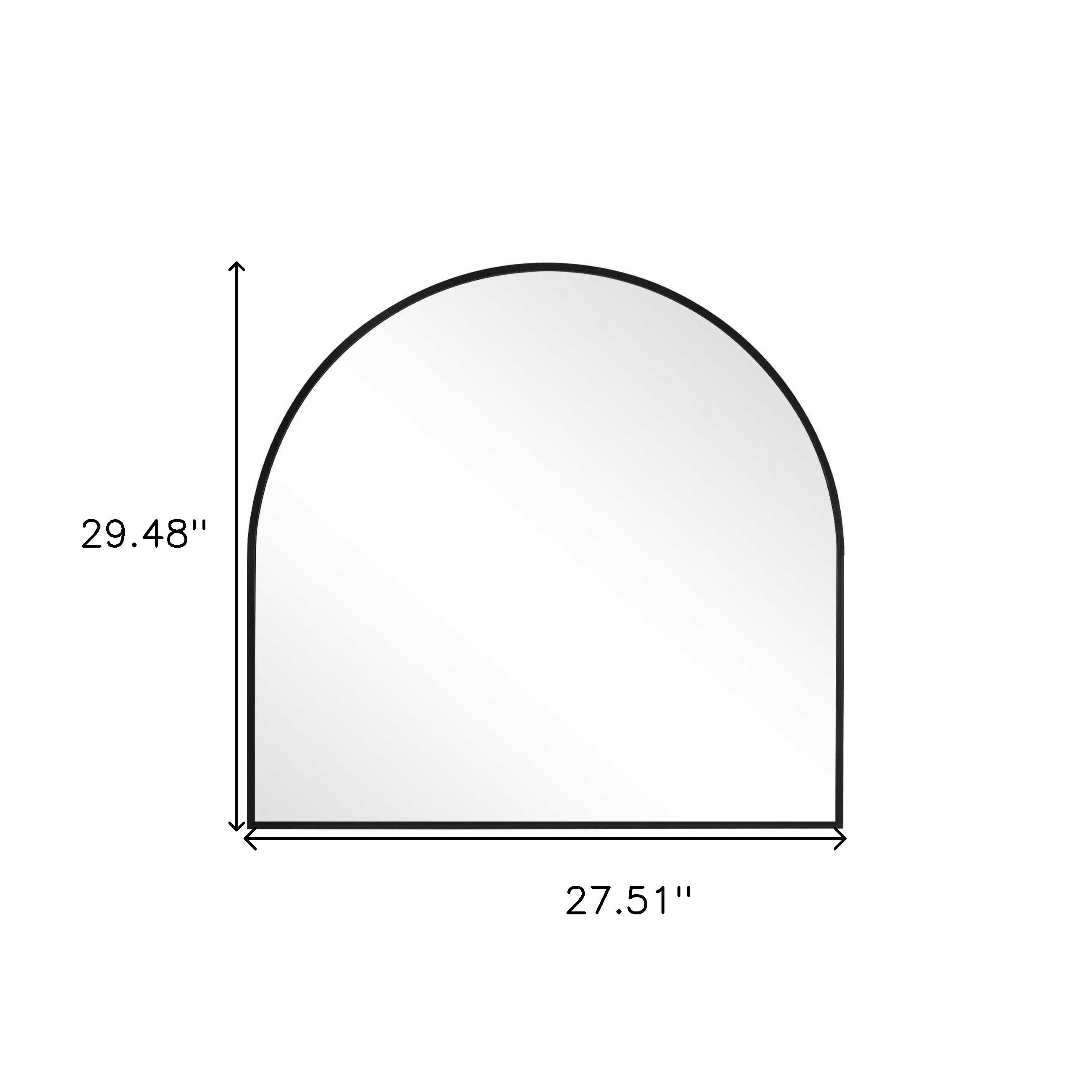 29" Black Metal Arch Framed Accent Mirror