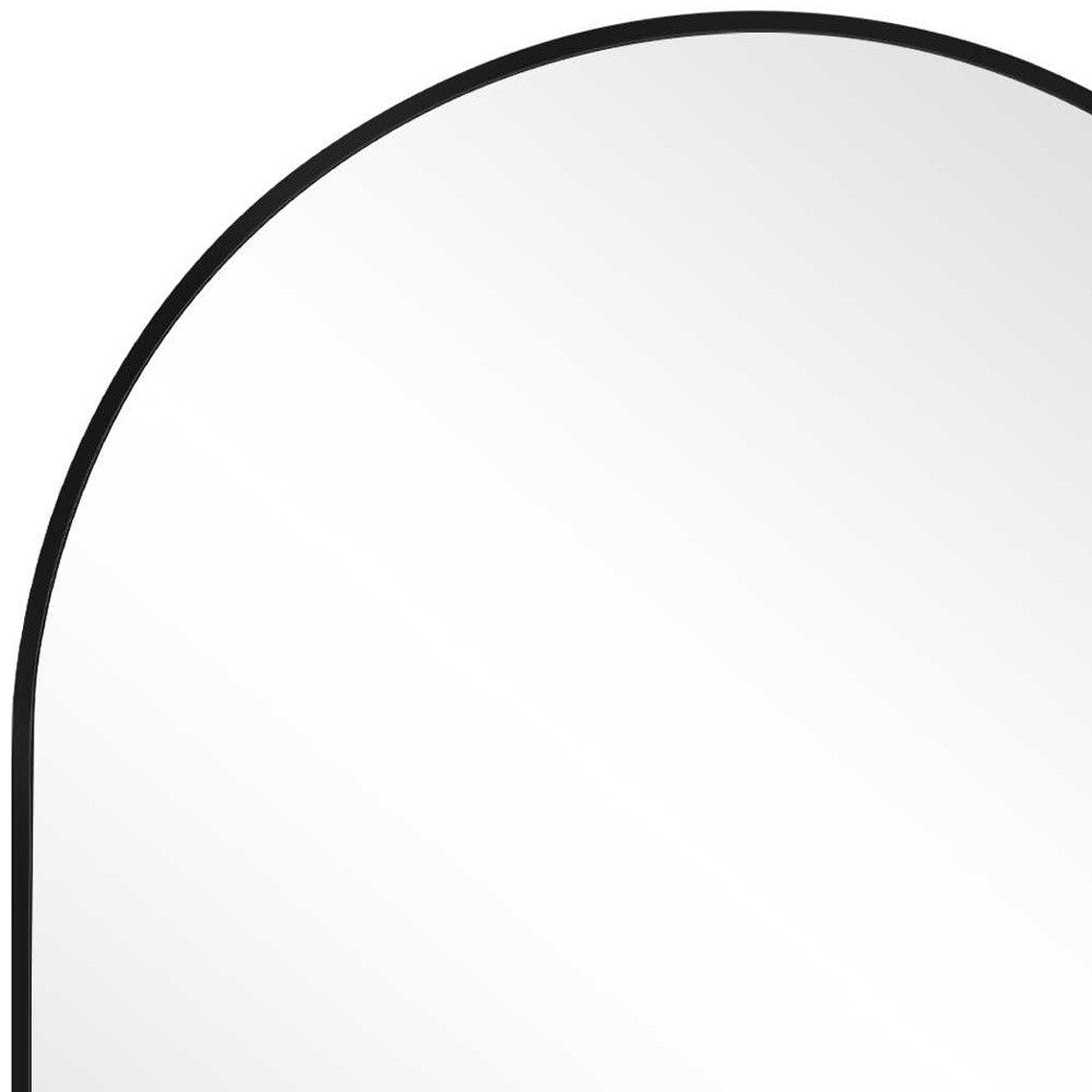 29" Black Metal Arch Framed Accent Mirror