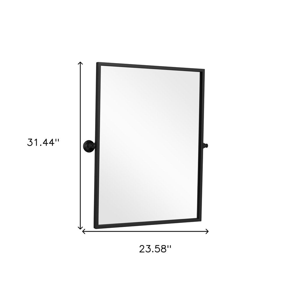 31" Black Metal Tilting Framed Accent Mirror