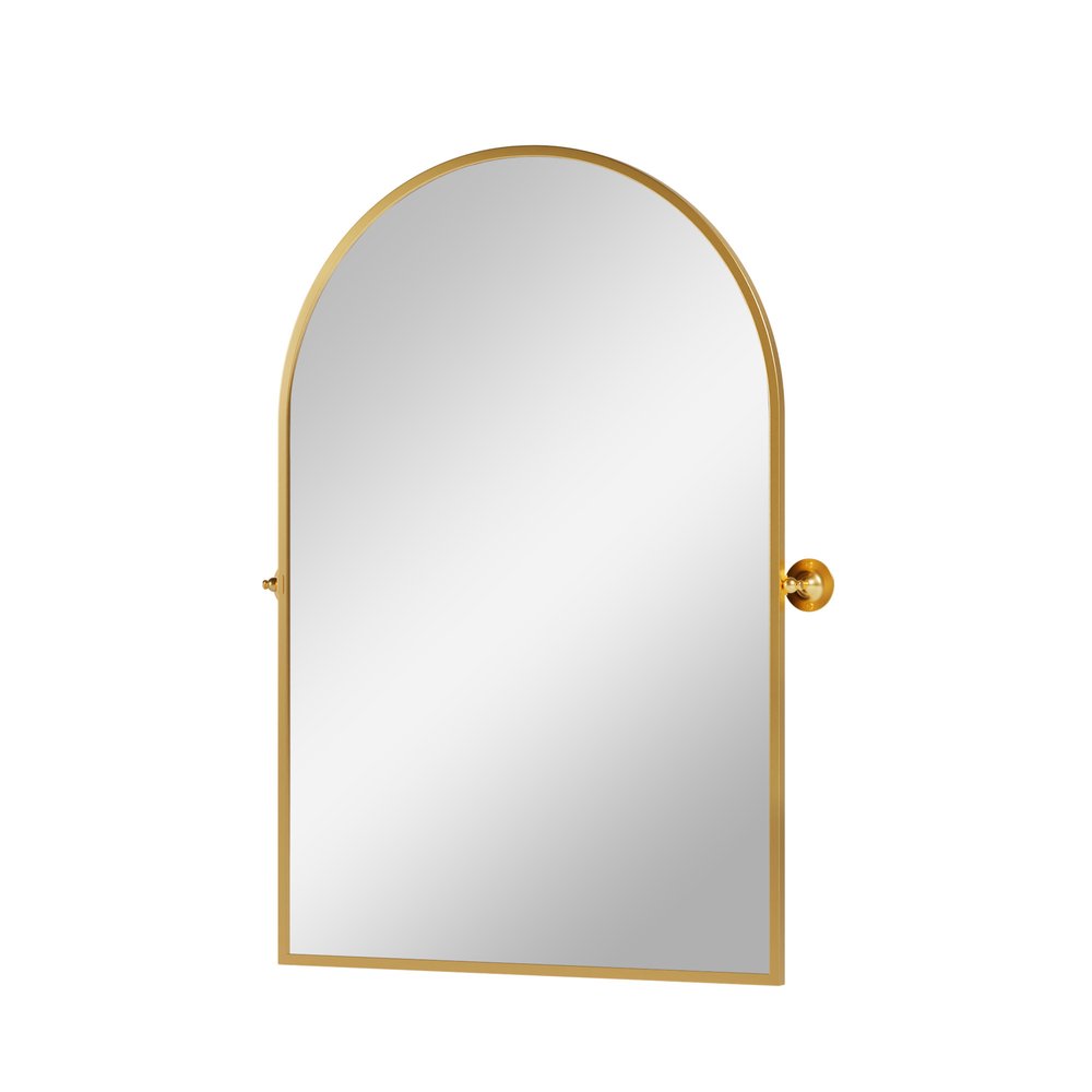 31" Gold Aluminum Arch Tilting Framed Accent Mirror