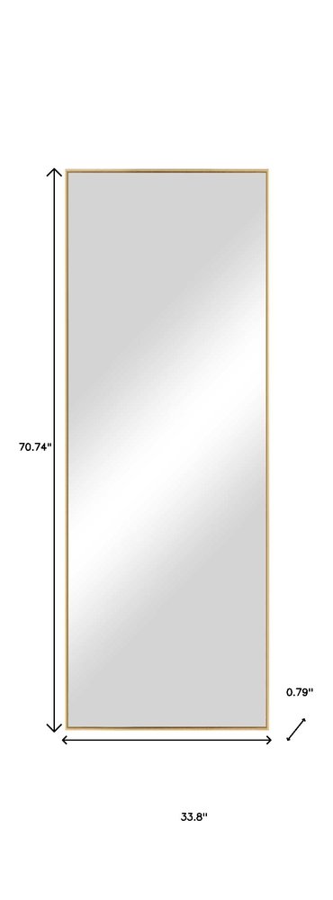 71" Gold Metal Leaning Framed Full Length Mirror