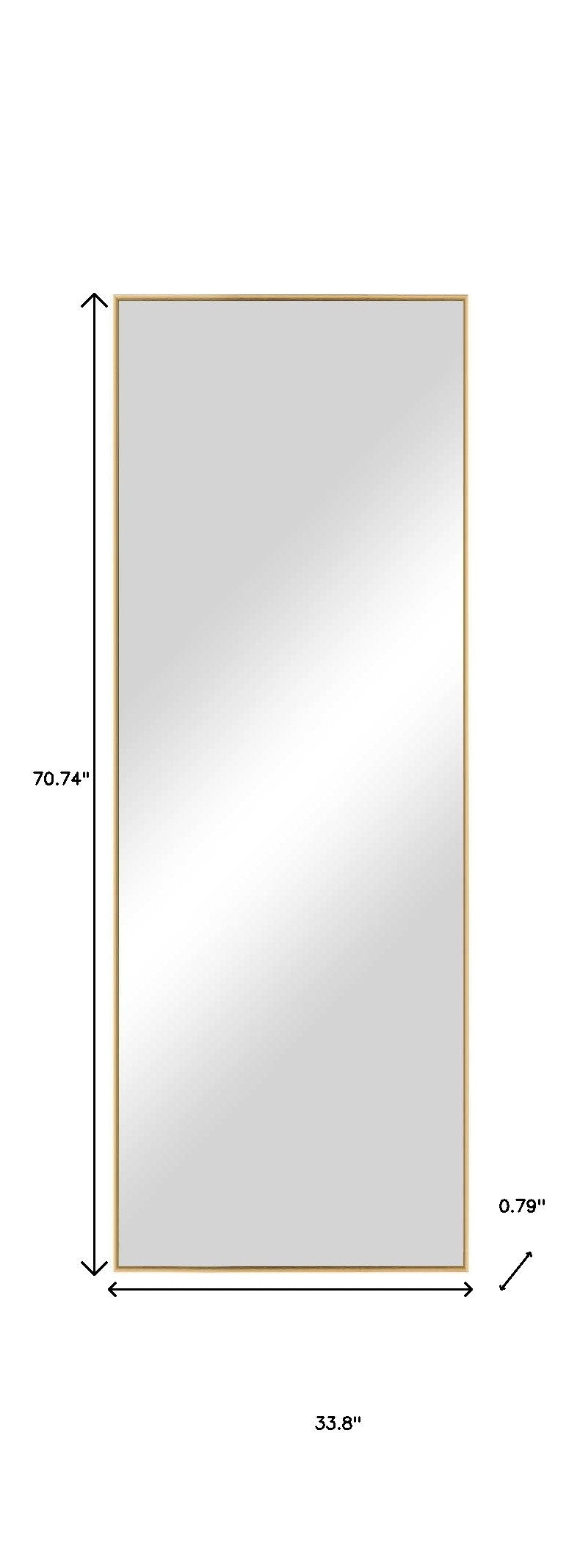 71" Gold Metal Leaning Framed Full Length Mirror