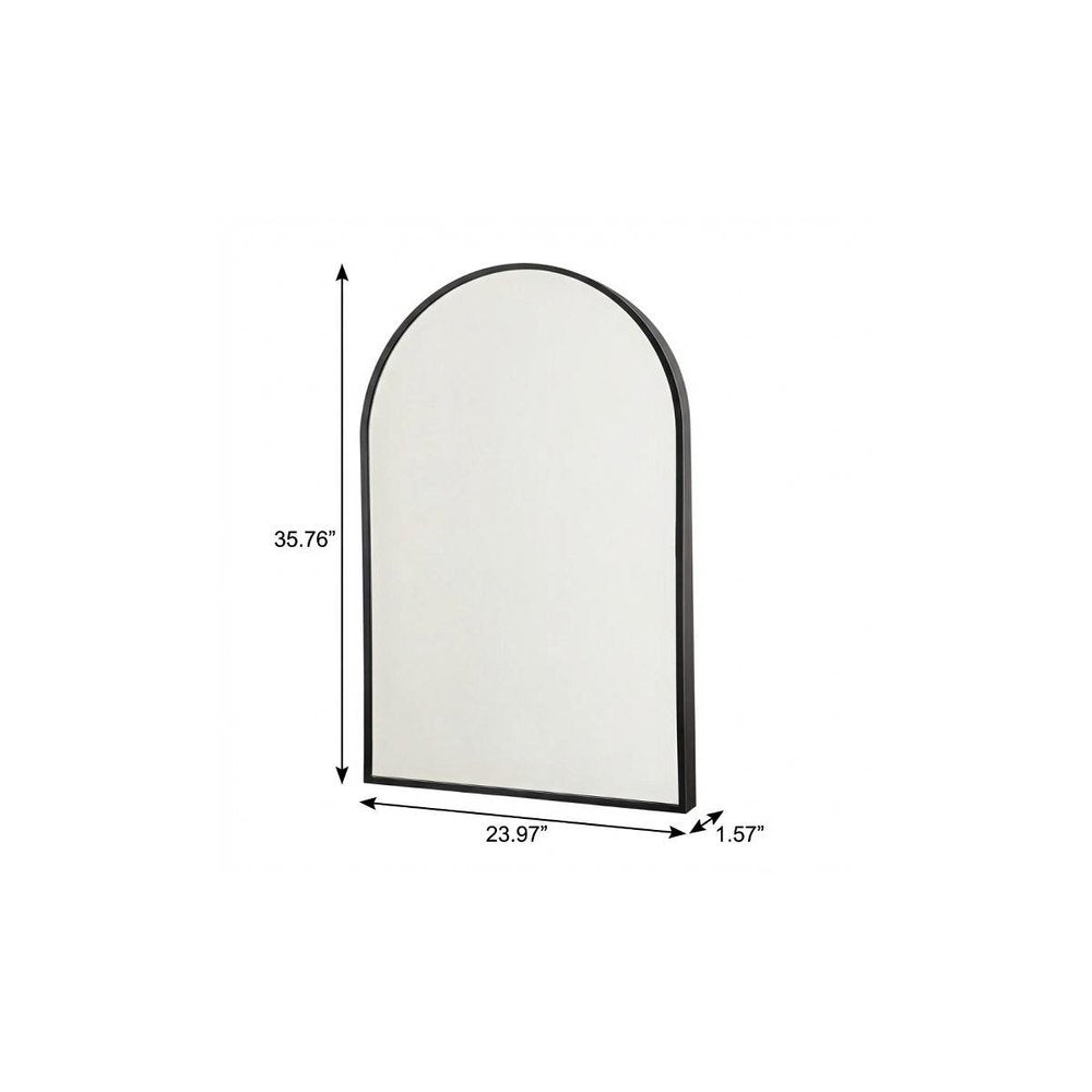 36" Black Metal Arch Framed Accent Mirror