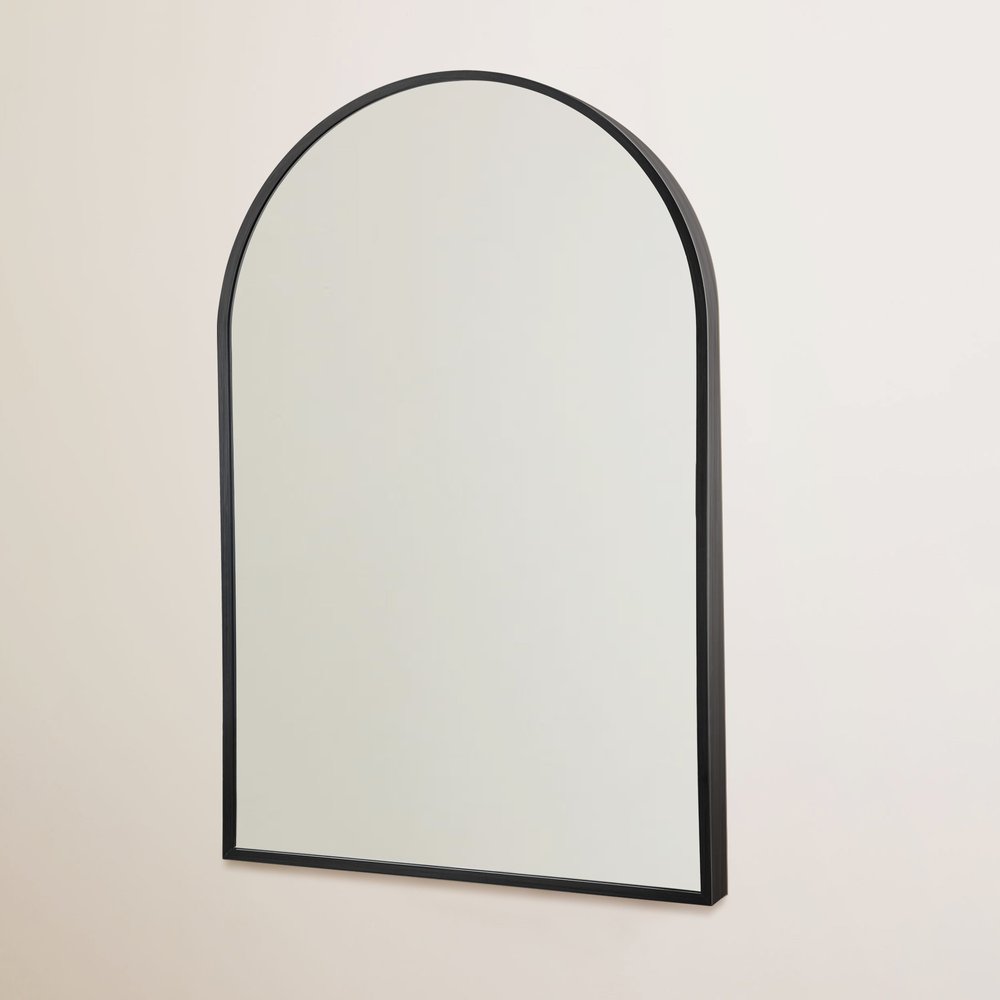 36" Black Metal Arch Framed Accent Mirror