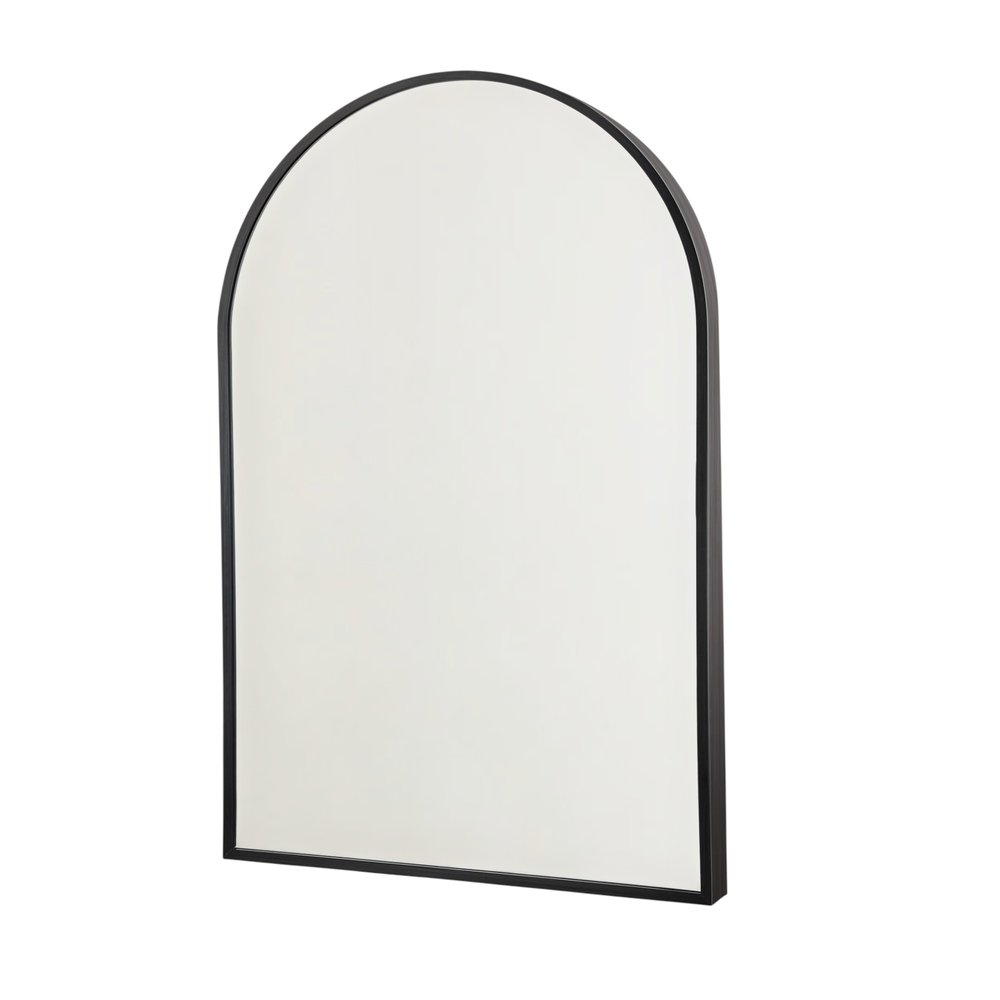36" Black Metal Arch Framed Accent Mirror
