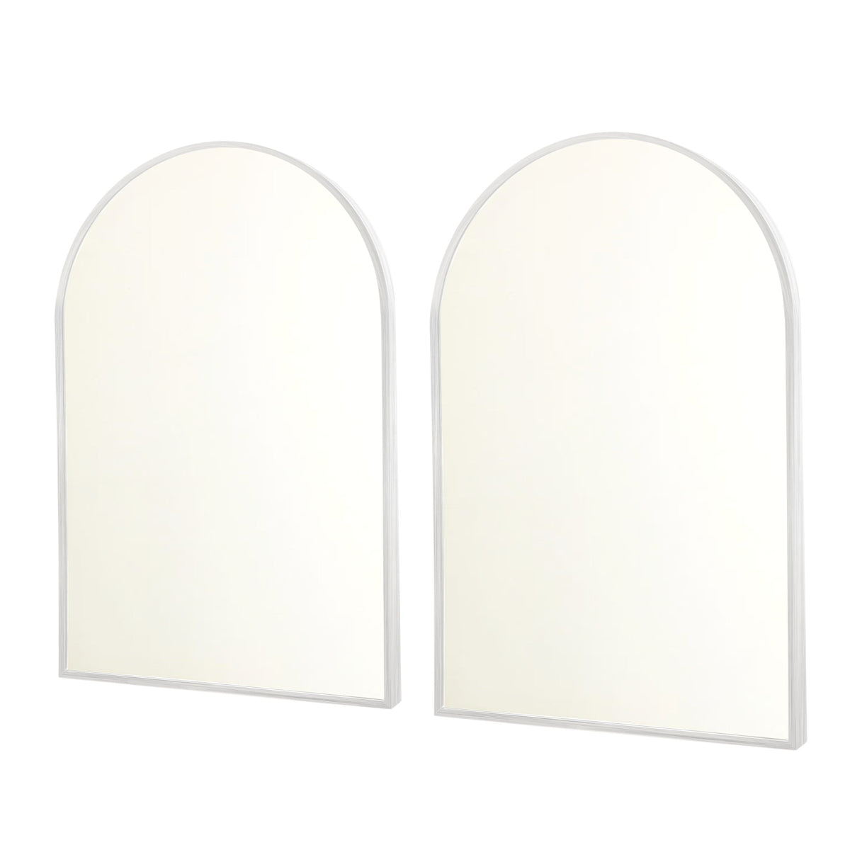 Set of Two Silver Metal Arch Framed Accent Mirrors