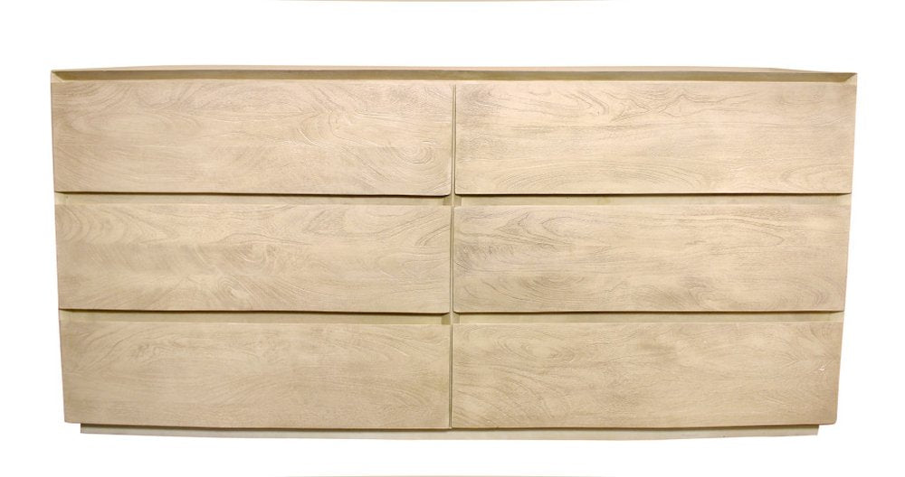 72" Natural Solid Wood Six Drawer Double Dresser