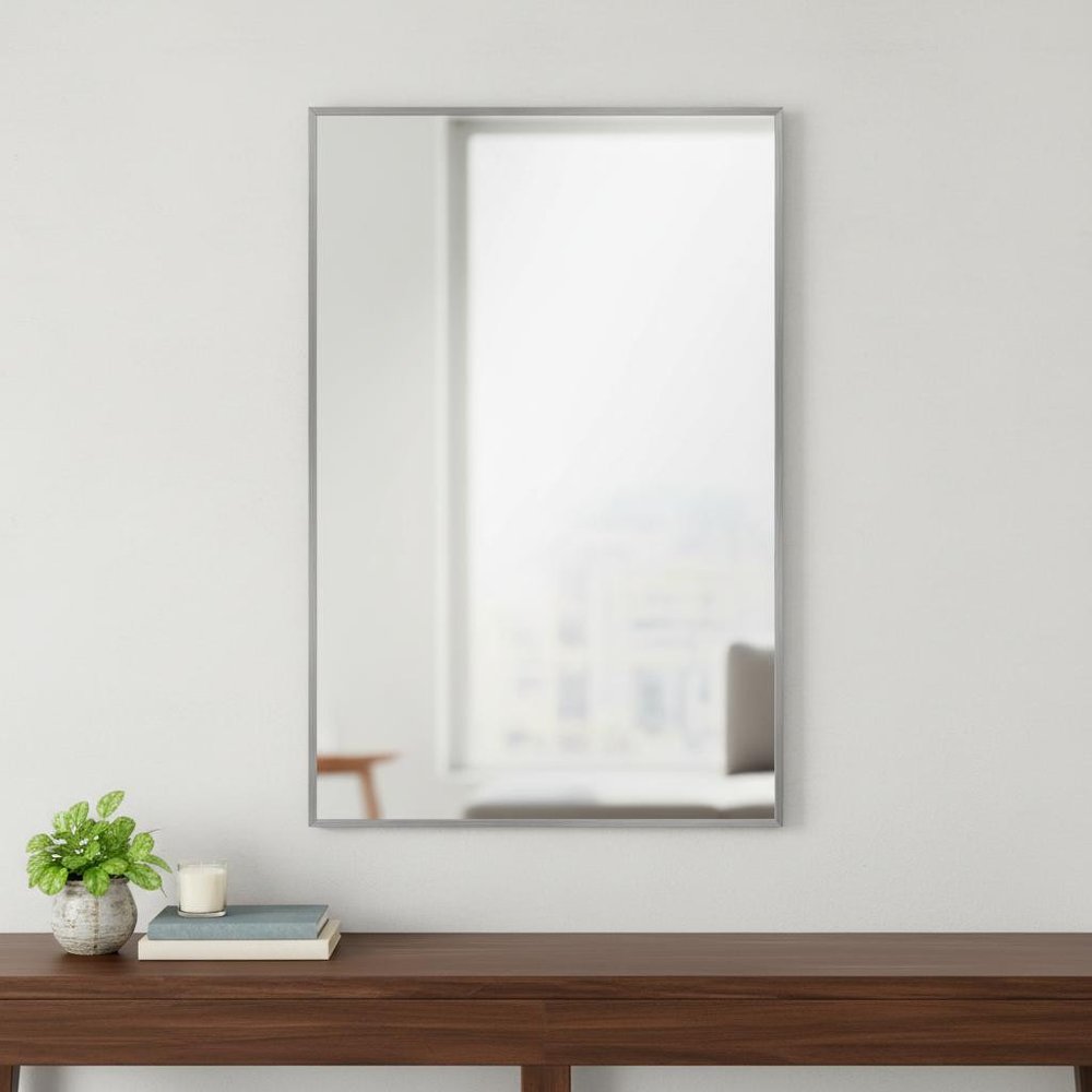 36" Silver Aluminum Framed Accent Mirror