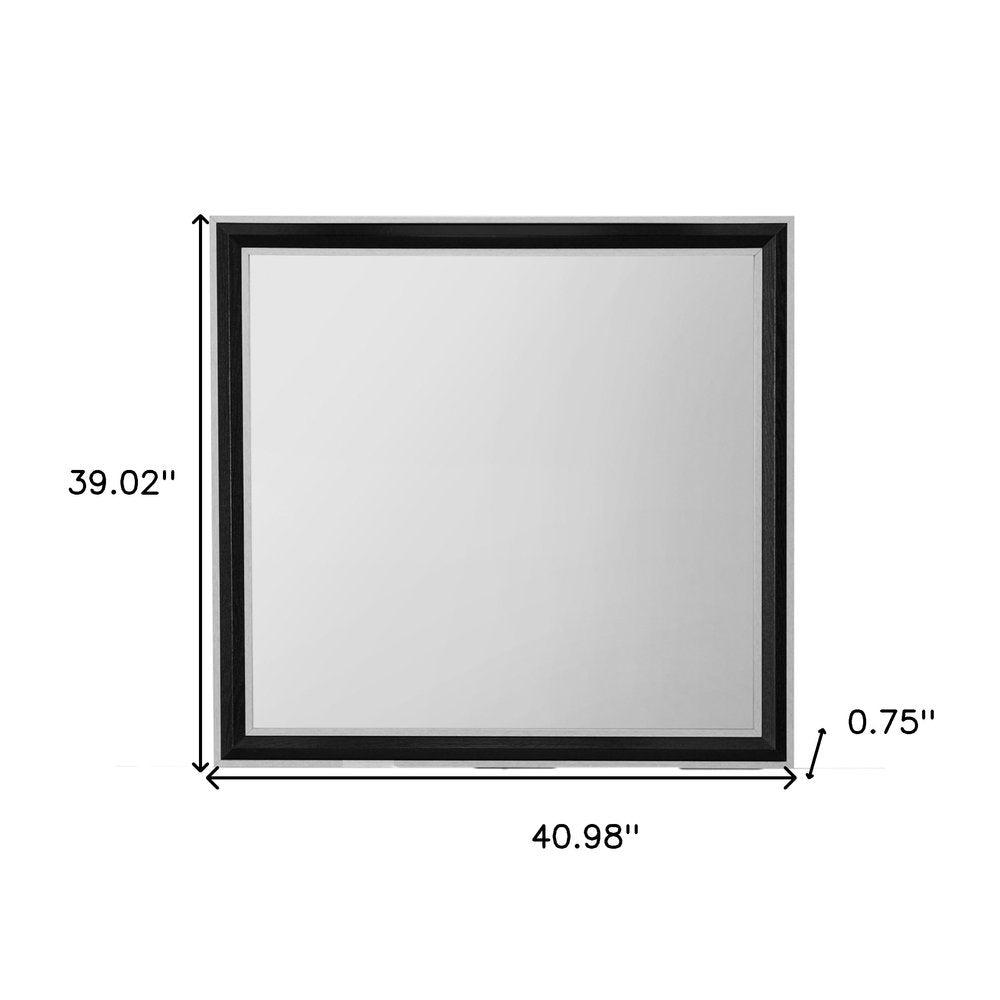 39" Black And Gray Wood Dresser Mount Framed Mirror