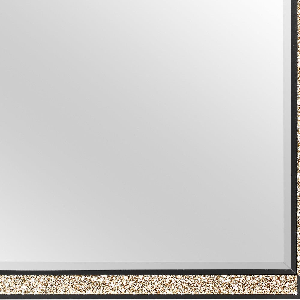 36" Black And Gold Faux Crystal And Wood Dresser Mount Framed Mirror