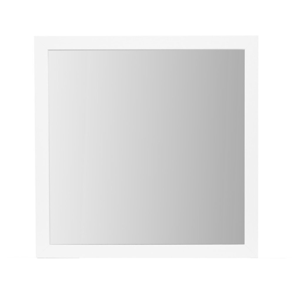 40" White Wood Square Dresser Mount Framed Mirror