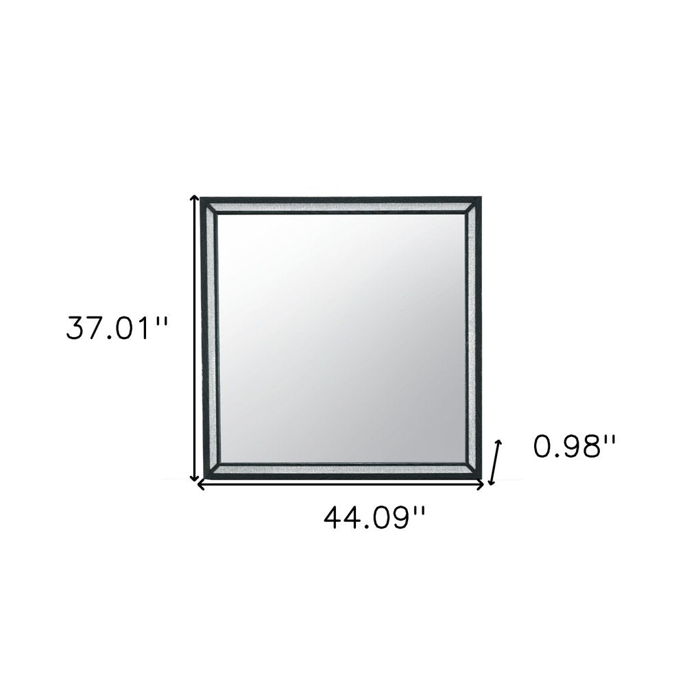 37" Black Faux Crystal And Wood Dresser Mount Framed Mirror