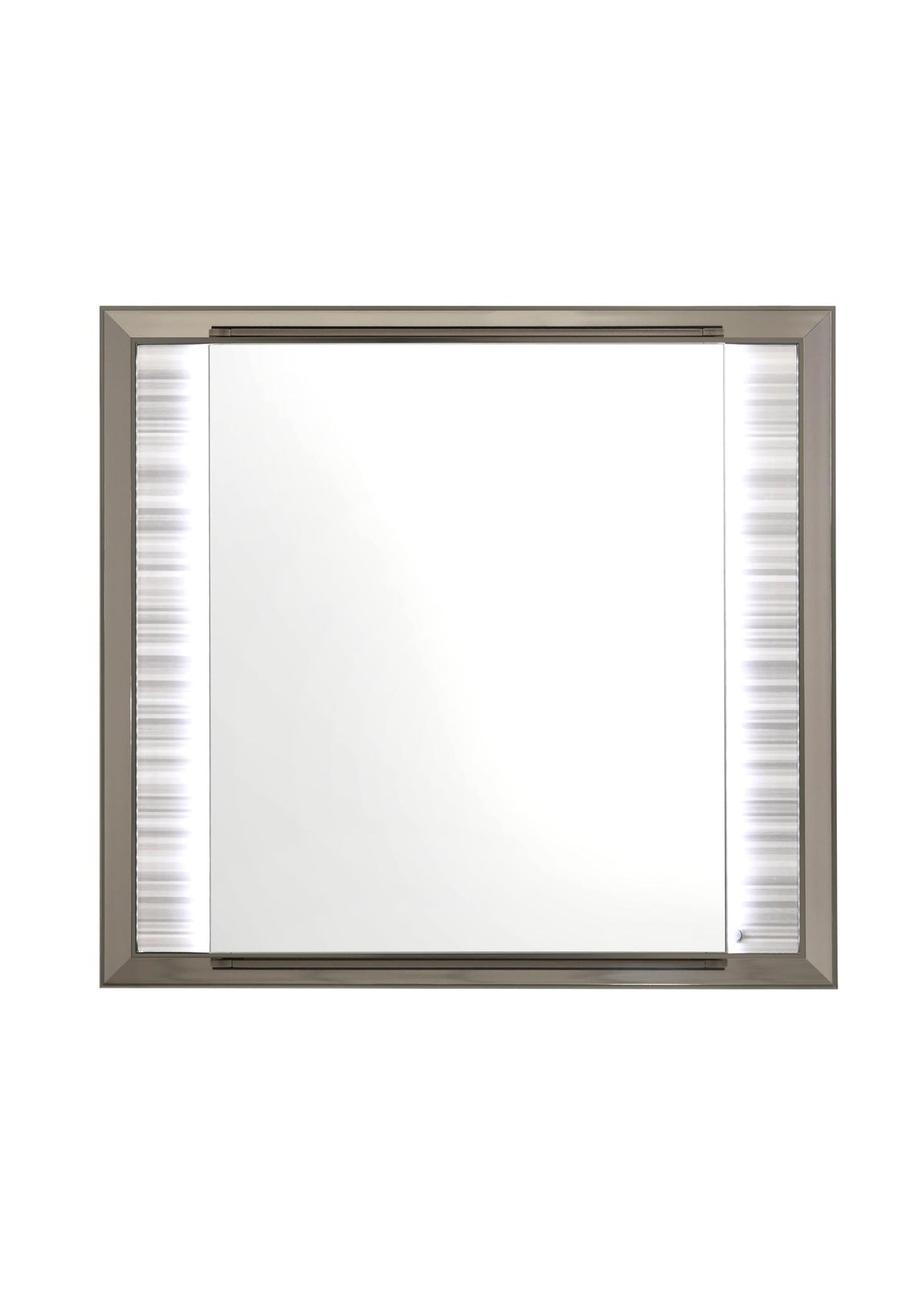 38" White And Silver Wood Lighted Dresser Mount Framed Mirror
