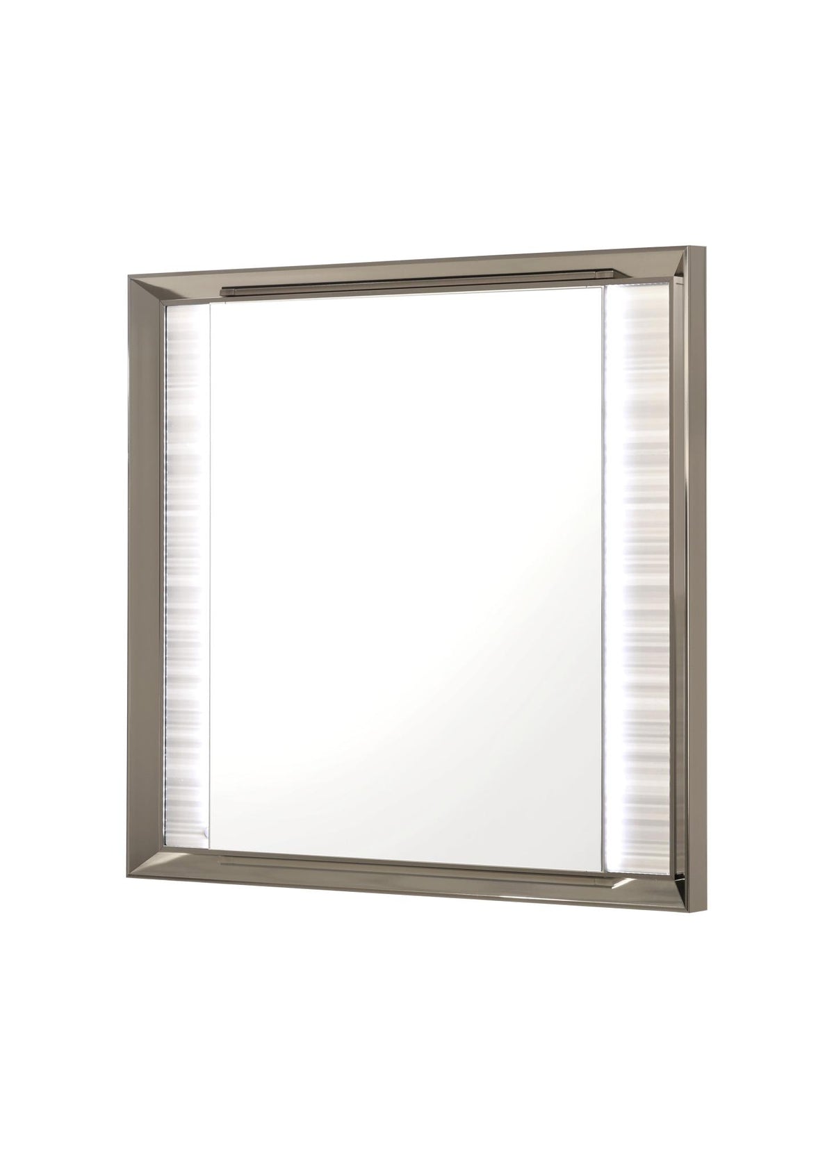 38" White And Silver Wood Lighted Dresser Mount Framed Mirror