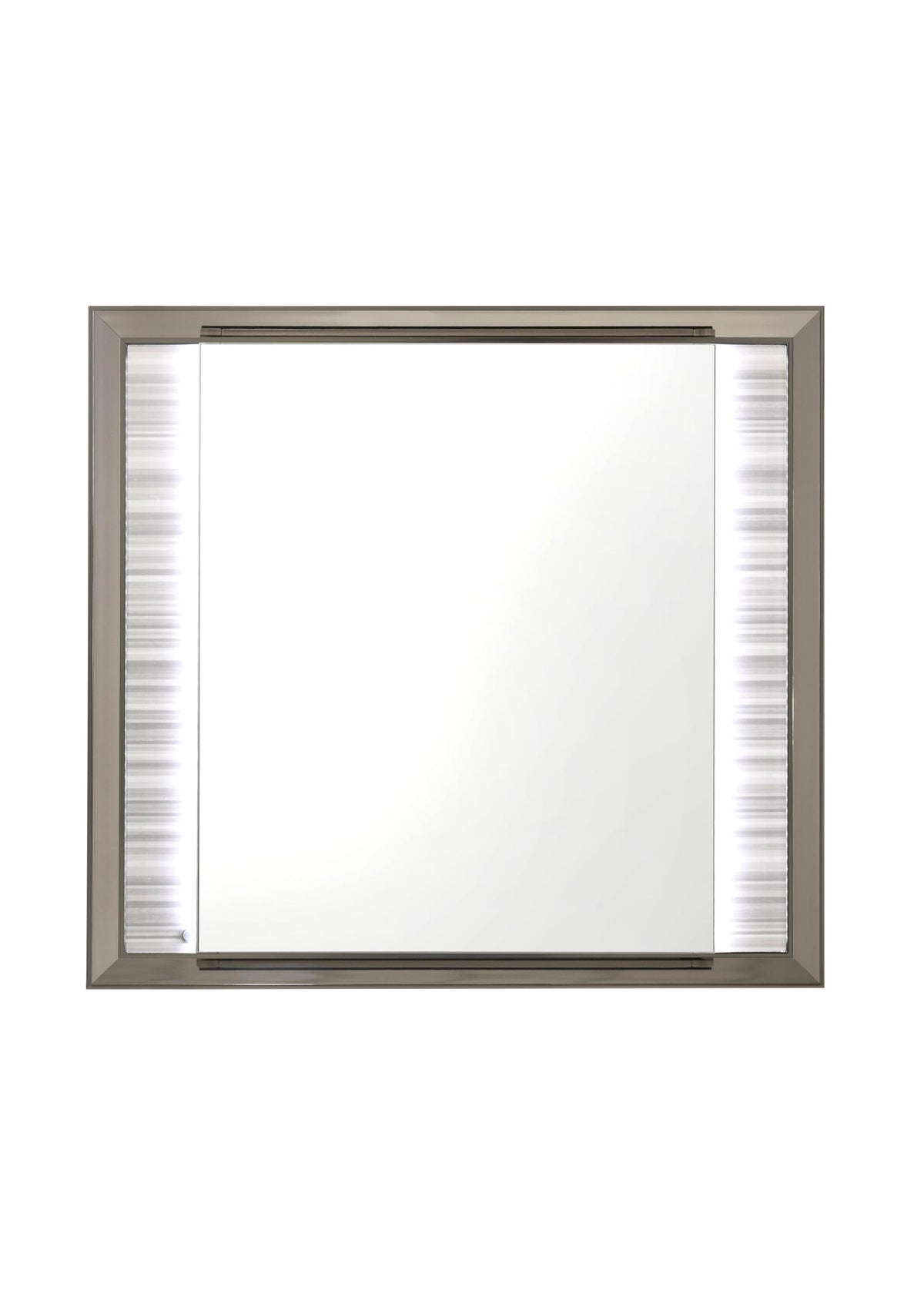 38" White And Silver Wood Lighted Dresser Mount Framed Mirror